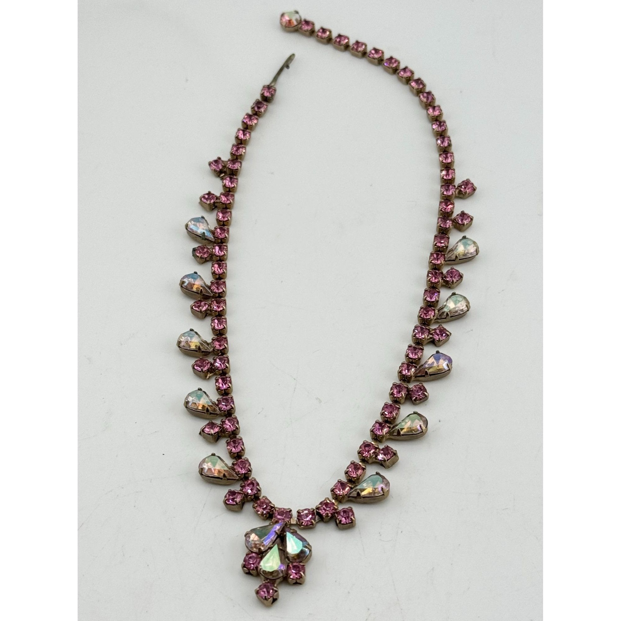 Vintage Vintage pink rhinestone glass collar necklace Size ONE SIZE - 4 Thumbnail