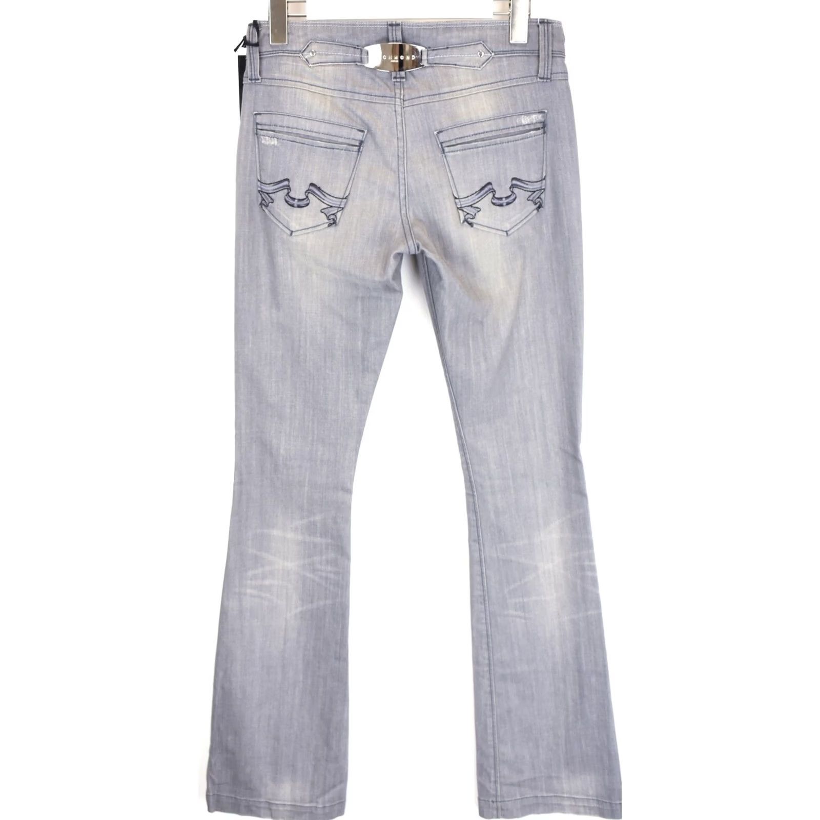 Denime RICHMOND DENIM Jeans Women's W28 Zip Fly Distressed Faded Flared Jeans Grey Denim W28 Womens Flared Distressed, Faded, Zip Fly Size 28" / US 6 / IT 42 - 2 Thumbnail