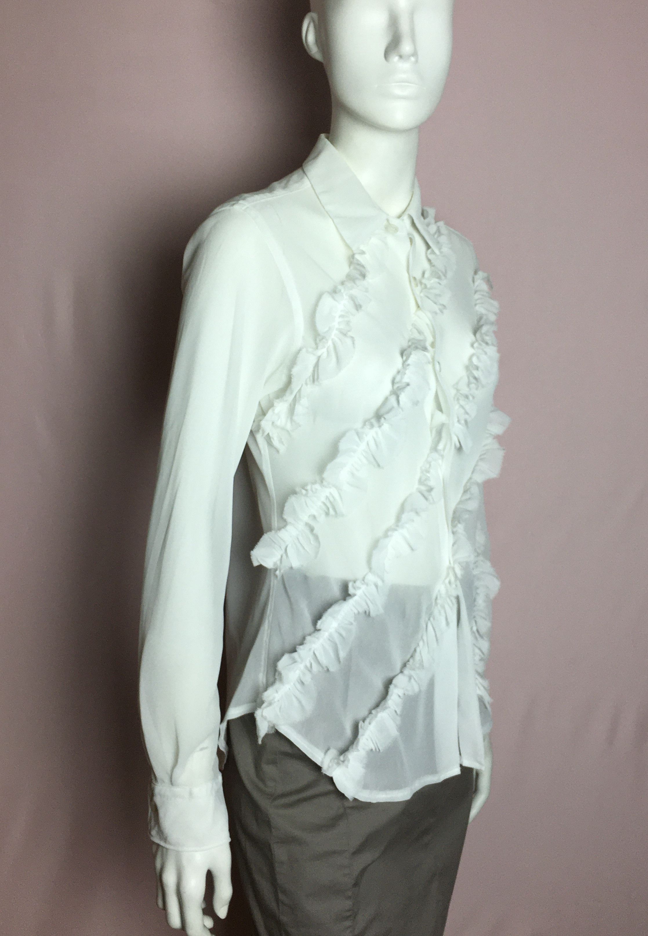 Comme des Garcons COMME des GARCONS Bias Ruffled Blouse Shirt White M Size M / US 6-8 / IT 42-44 - 4 Thumbnail