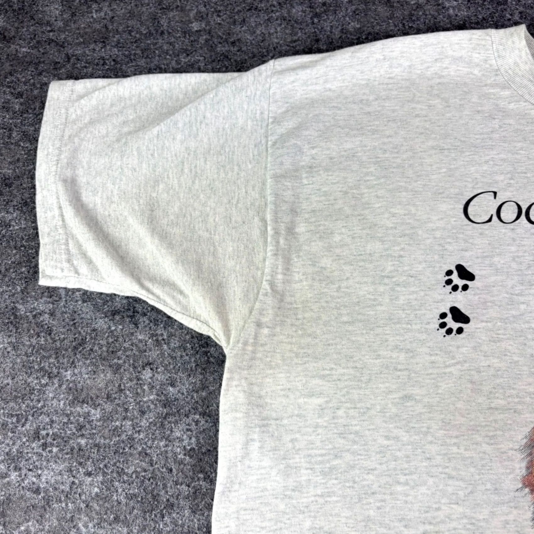 Fruit Of The Loom VINTAGE Fruit of the Loom Cocker Spaniel Graphic T Shirt XL Gray Dog Paw Print Unisex Adults Crew Neck Short Sleeve Retro Animal Print Size US XL / EU 56 / 4 - 7 Thumbnail