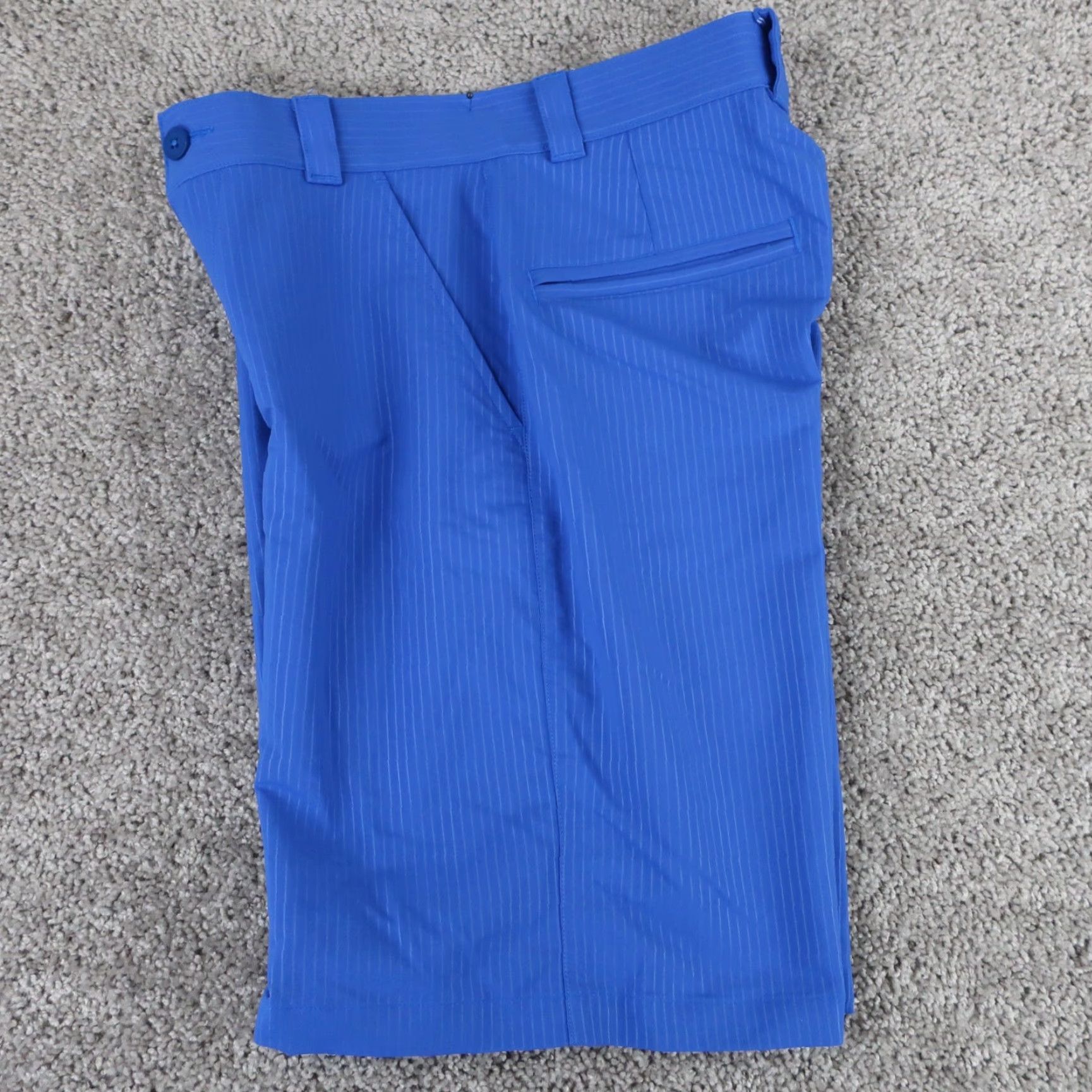 Under Armour Under Armour Shorts Men 28 Blue Striped HeatGear Performance Stretch Long Inseam Chino Casual Loose Breathable Lightweight Inseam 12 in 28 in Mens Size US 28 / EU 44 - 4 Thumbnail