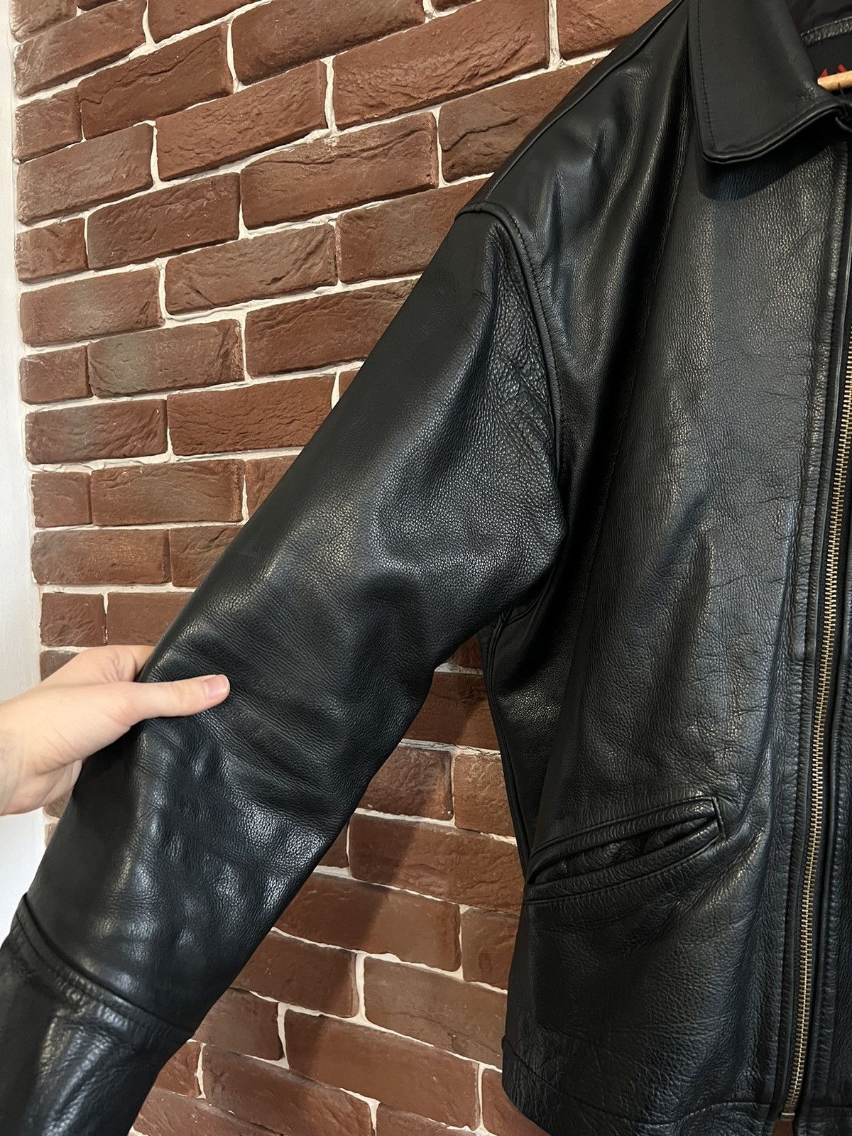 Leather Vintage Genuine Real Leather Jacket High Quality Rock Punk Size US XL / EU 56 / 4 - 5 Thumbnail