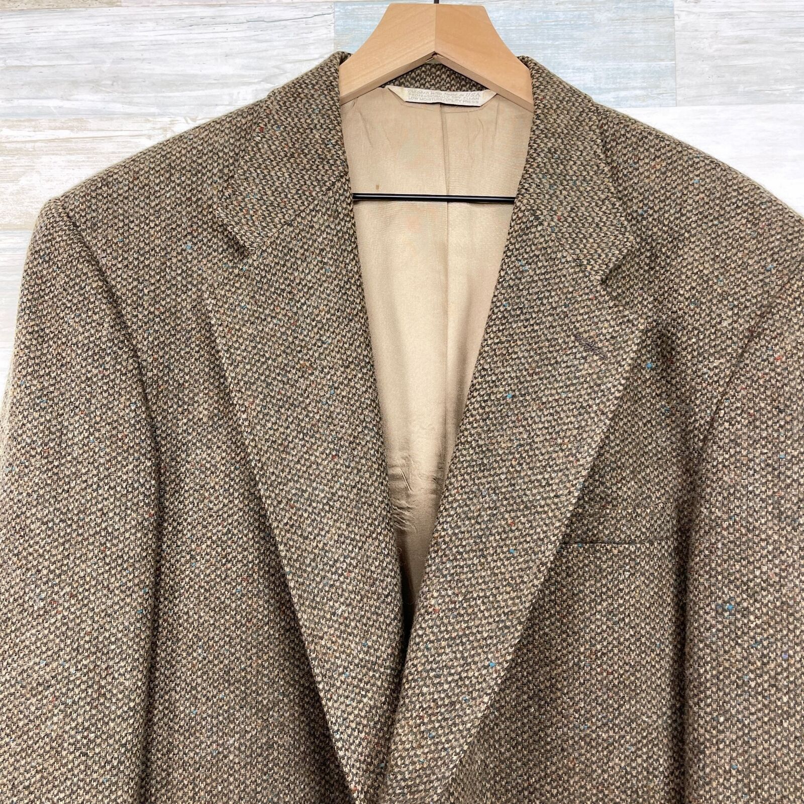 Lands' End Lands End Tweed Sport Coat Brown Lambswool Wool Mens 43L Size 40L - 2 Thumbnail