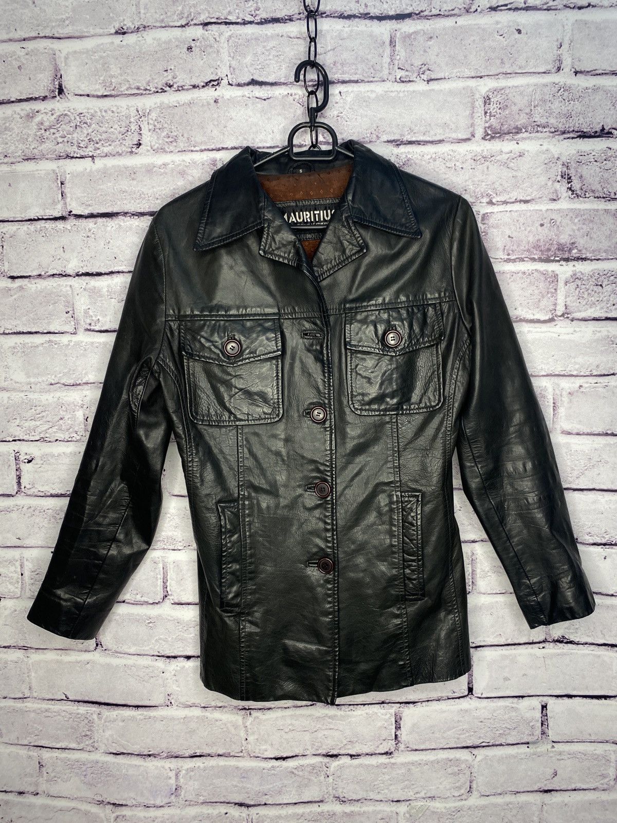 WOMENS 90' Black Leather Jacket Mauritius