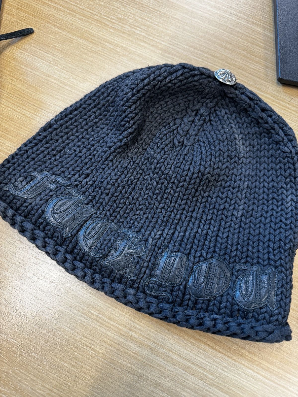 image of Chrome Hearts Fck You Beanie in Black, Men's