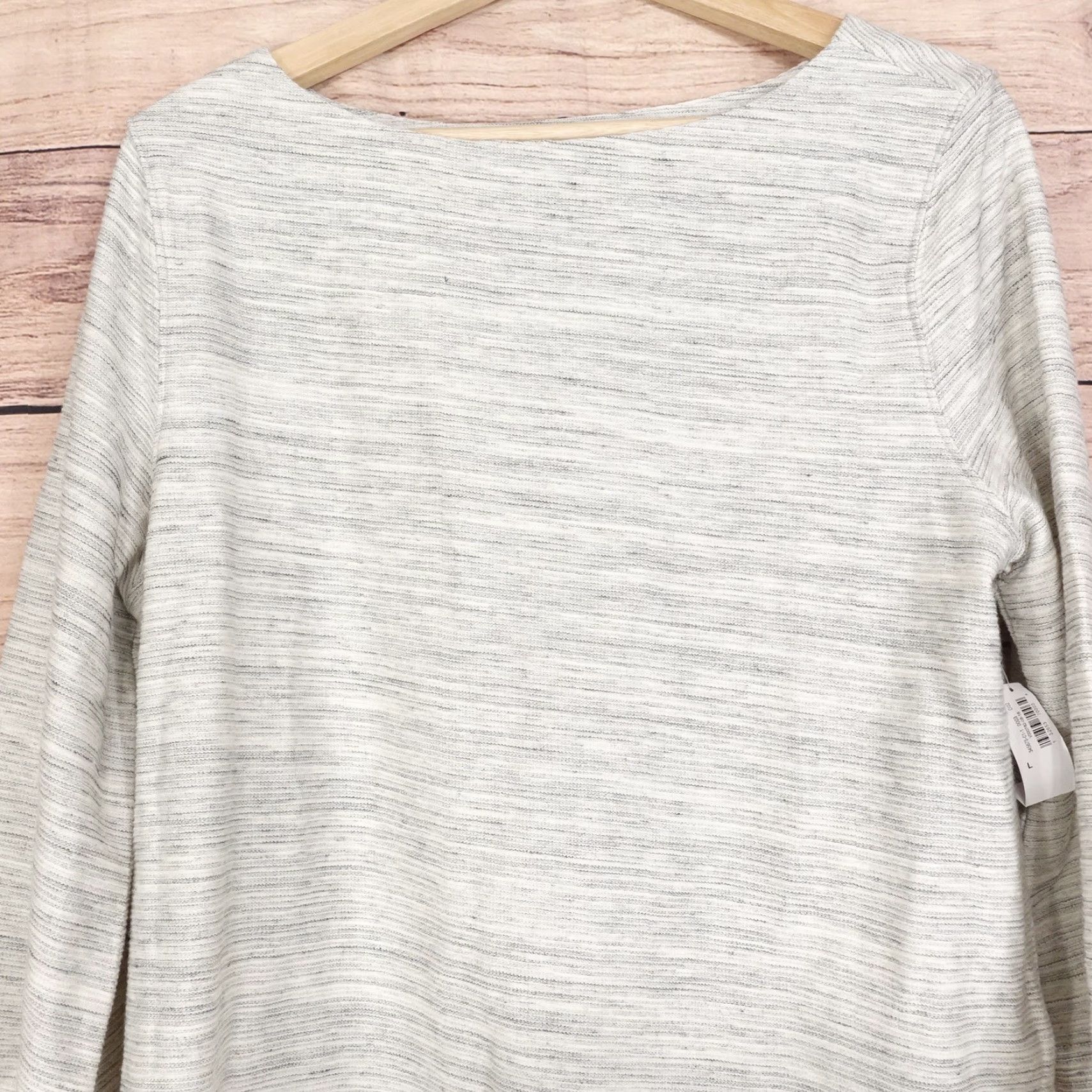 Old Navy Old Navy Top Womens Large Gray Striped Long Sleeve Pullover Casual Top Size L / US 10 / IT 46 - 2 Thumbnail