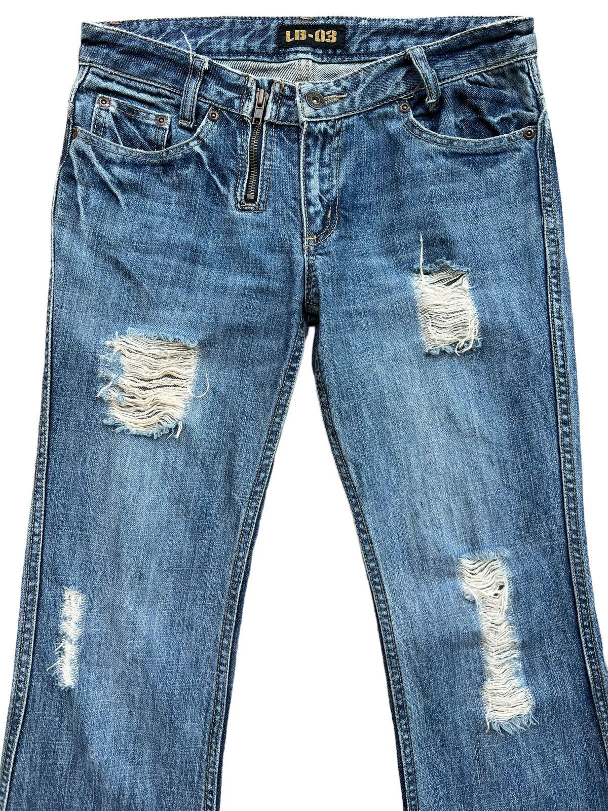Japanese Brand LB-03 Japan Ripped Distressed Flare Denim Jeans 29x Size 29" - 4 Thumbnail