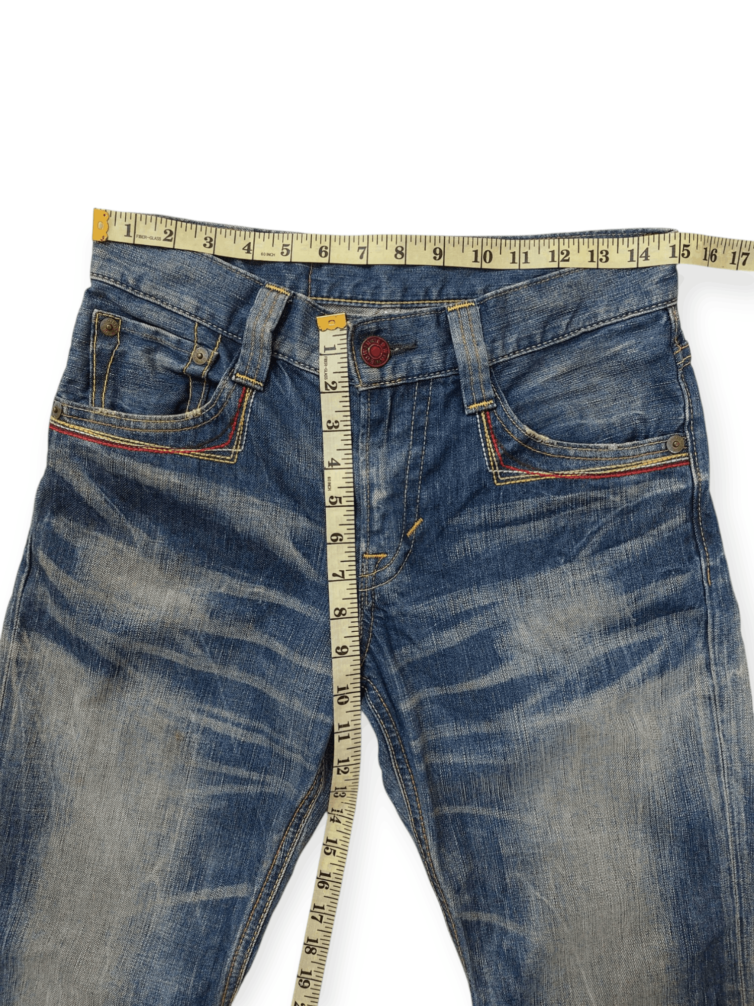Edwin 💥Flare Vintage Edwin 503 Blue Trip Jeans Denim Size US 30 / EU 46 - 22 Thumbnail