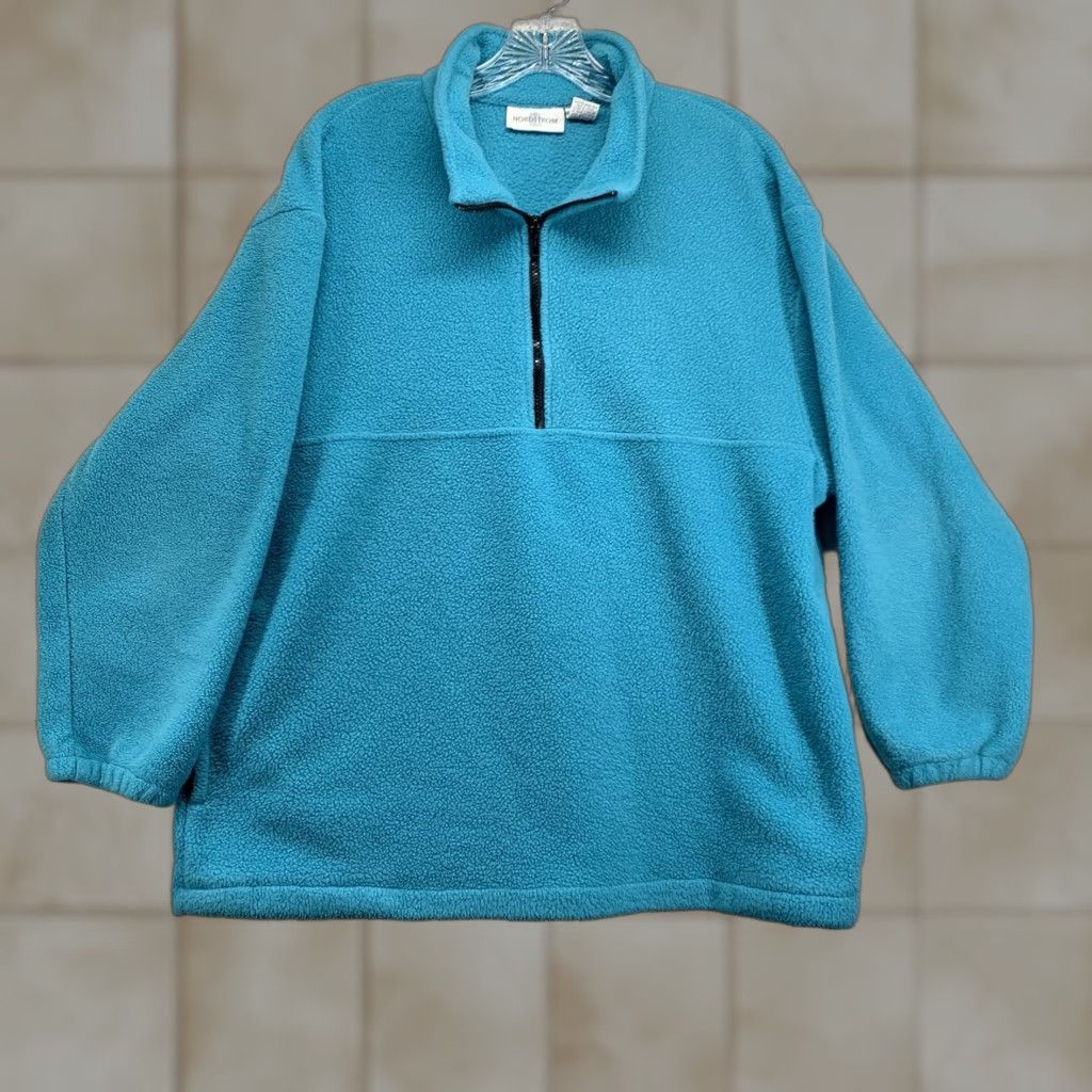 Nordstrom Vintage Nordstrom Fleece Quarter Zip Pullover Sweater Large Made In USA Aqua Blue Size US L / EU 52-54 / 3 - 1 Thumbnail