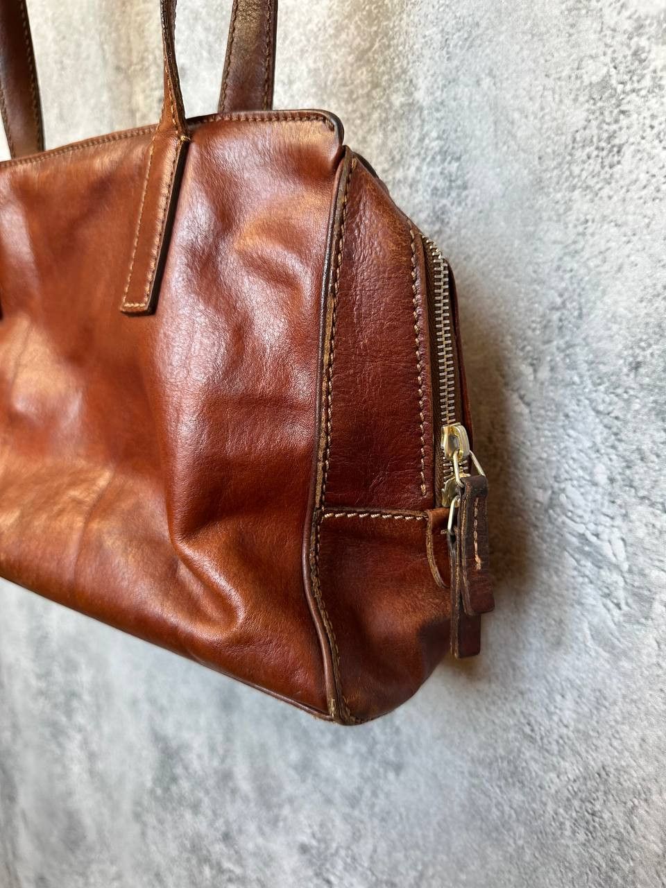 Genuine Leather The Bridge Vintage Cognac Leather Shoulder Bag – Italian Size ONE SIZE - 8 Thumbnail