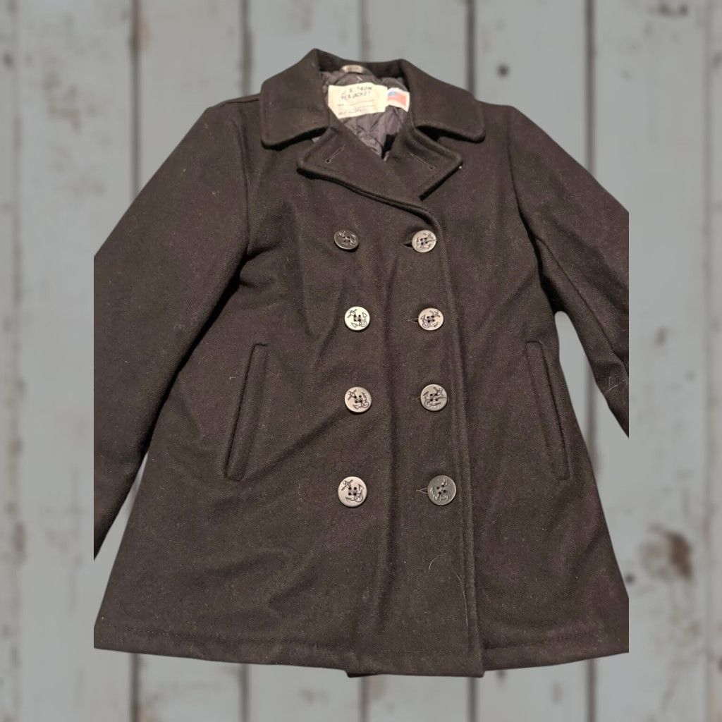 Schott VINTAGE SCHOTT US 740N Womens Pea Coat/Jacket MFG NY Size 6 Black Wool Made In USA Wool Blend Dry Clean Only Regular Fit Long Sleeve Button Coat Size M / US 6-8 / IT 42-44 - 1 Thumbnail