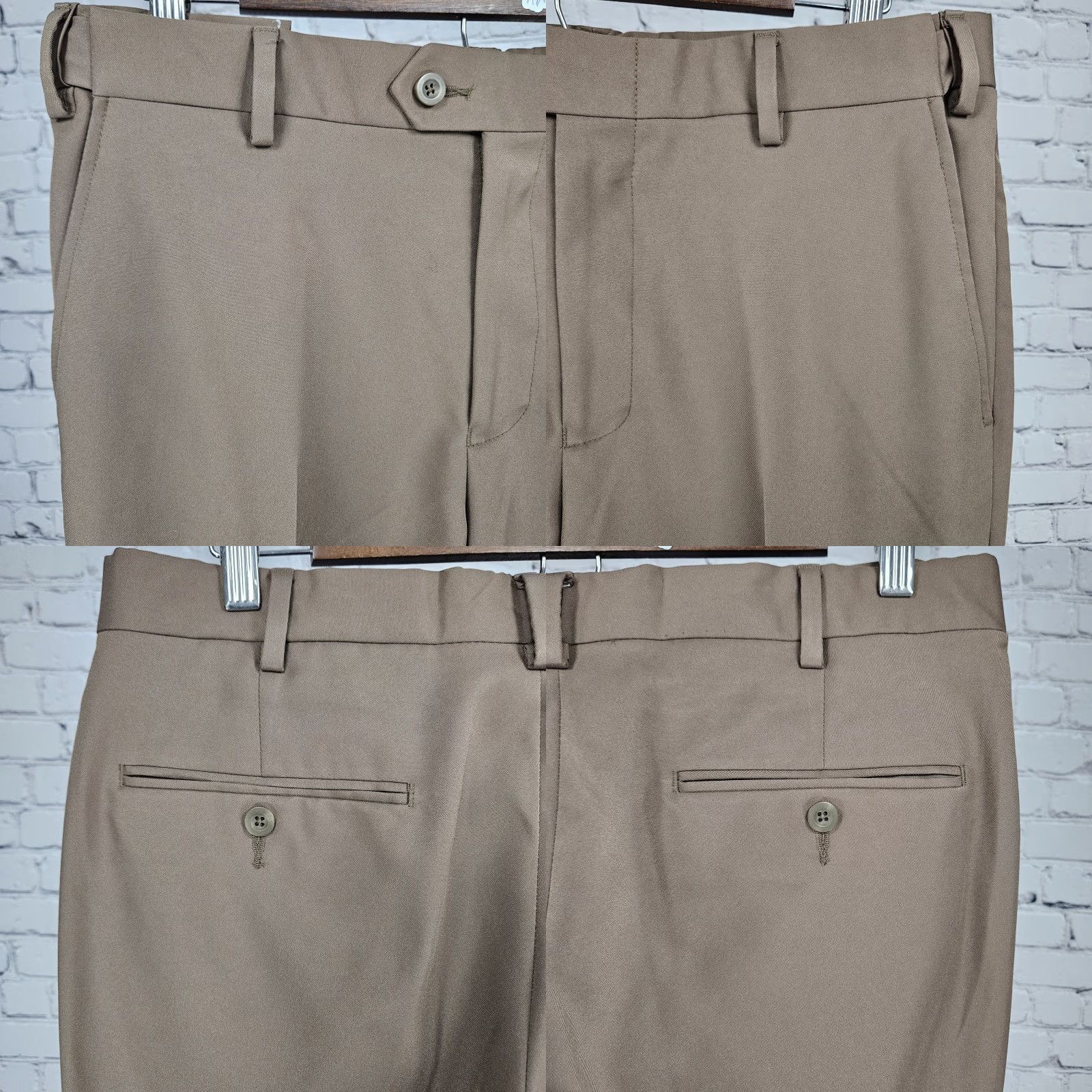 Jos. A. Bank Jos A Bank Brown Traveler Pants Tailored Fit Flat Front Straight Leg Dress 32x30 Size US 32 / EU 48 - 8 Thumbnail