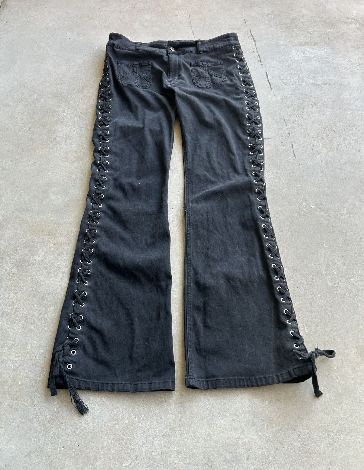 Y2K Tornado Mart Style Lace Up Jeans - Jeans