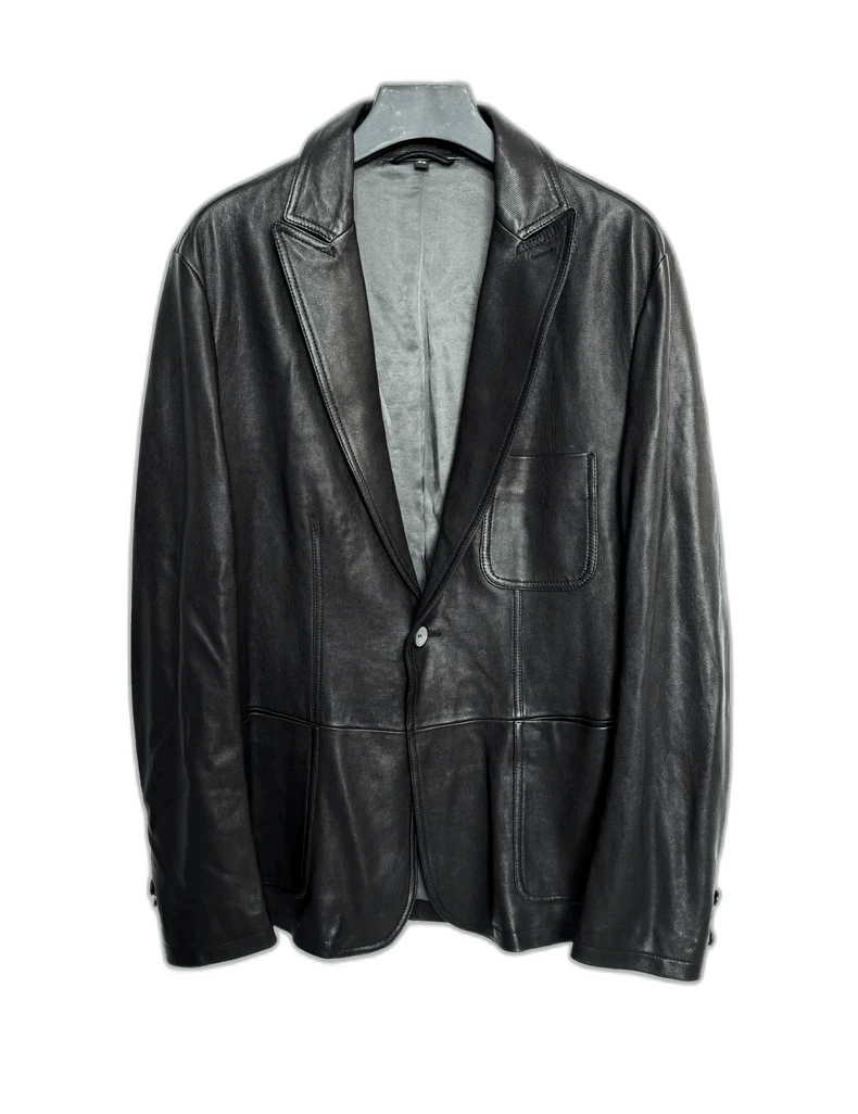 Emporio Armani Giorgio Armani Leather Blazer Size US L / EU 52-54 / 3 - 1 Thumbnail