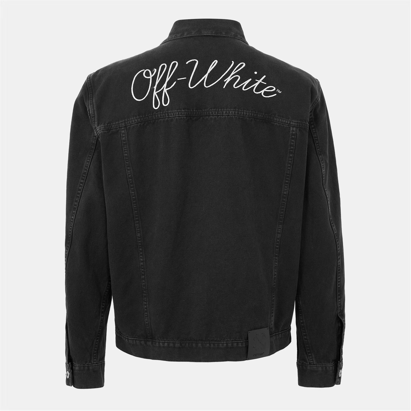 Off-White o1g2r1mq0326 Embroidered Denim Varsity Jacket in Black Size US L / EU 52-54 / 3 - 2 Thumbnail