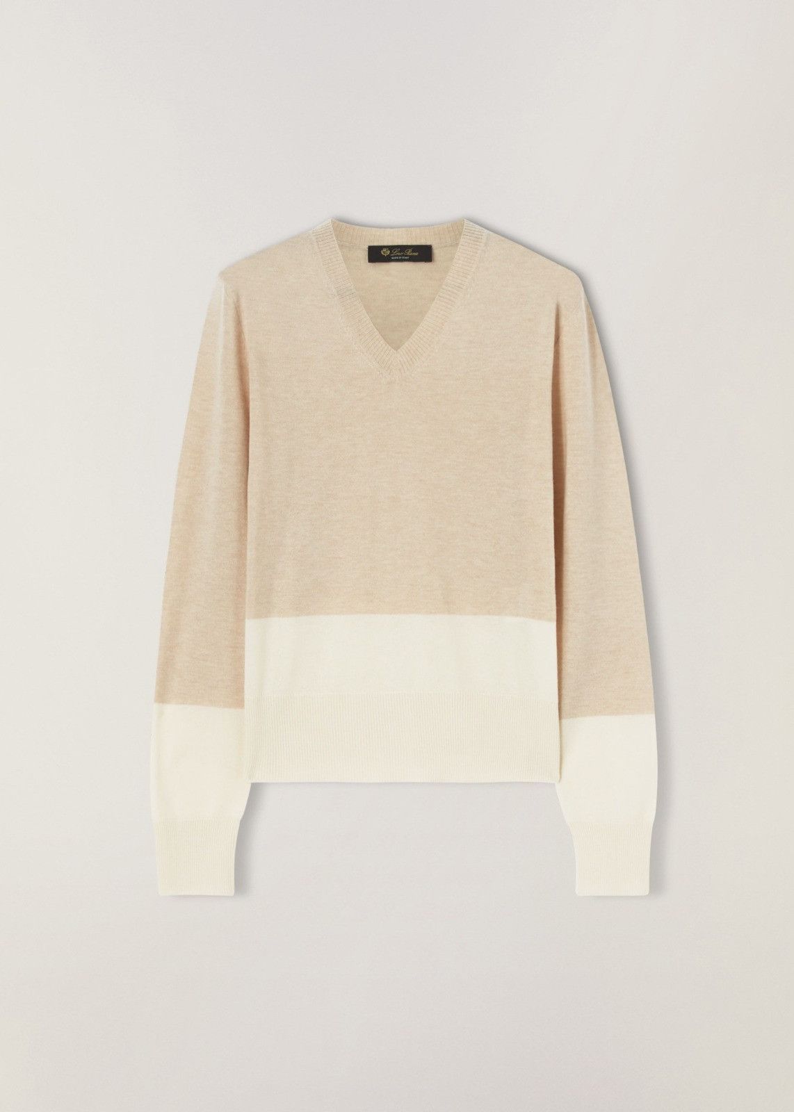 Loro Piana o1srvl11e0125 Grassmoor V-Neck Sweater in Beige & Ivory Size M / US 6-8 / IT 42-44 - 1 Thumbnail