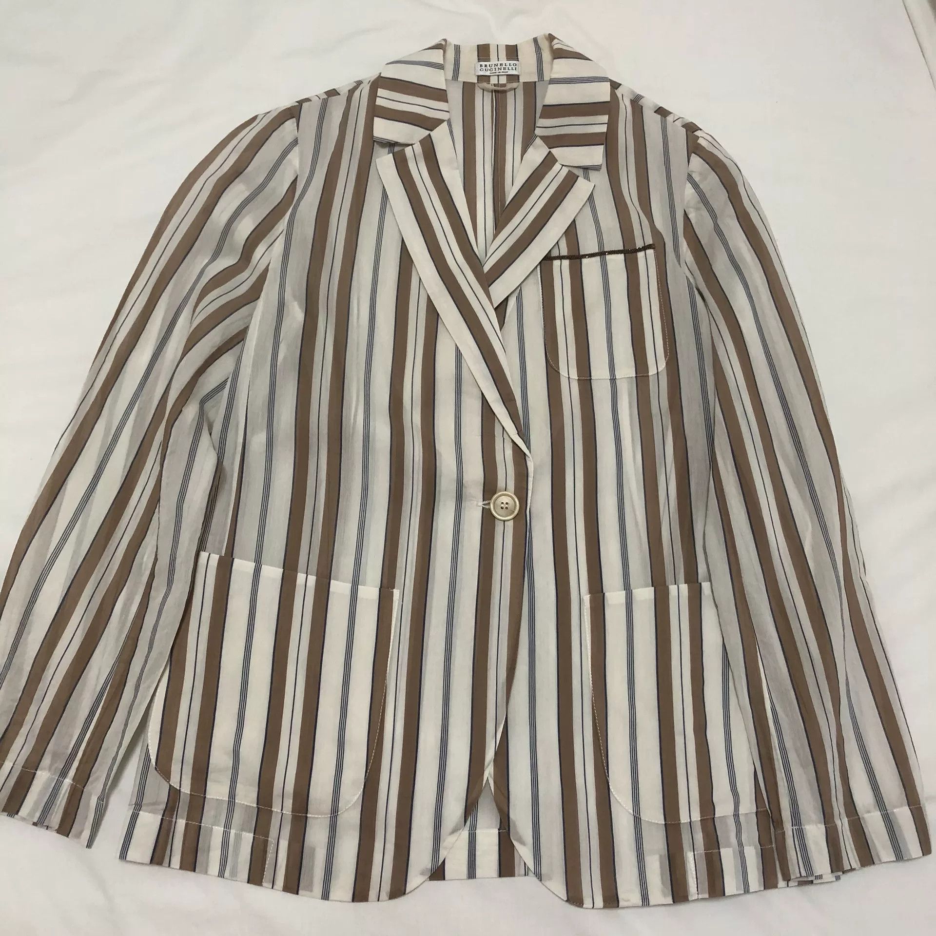 Brunello Cucinelli Brunello Cucinelli Striped Blazer M Size US M / EU 48-50 / 2 - 1 Thumbnail