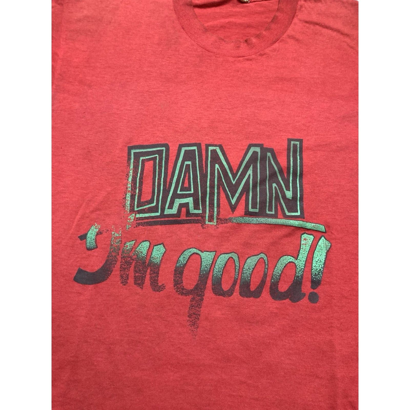 Vintage VINTAGE 80s T-Shirt Men L Red Damn I’m Good Funny Graphic Shirt Size US L / EU 52-54 / 3 - 3 Thumbnail
