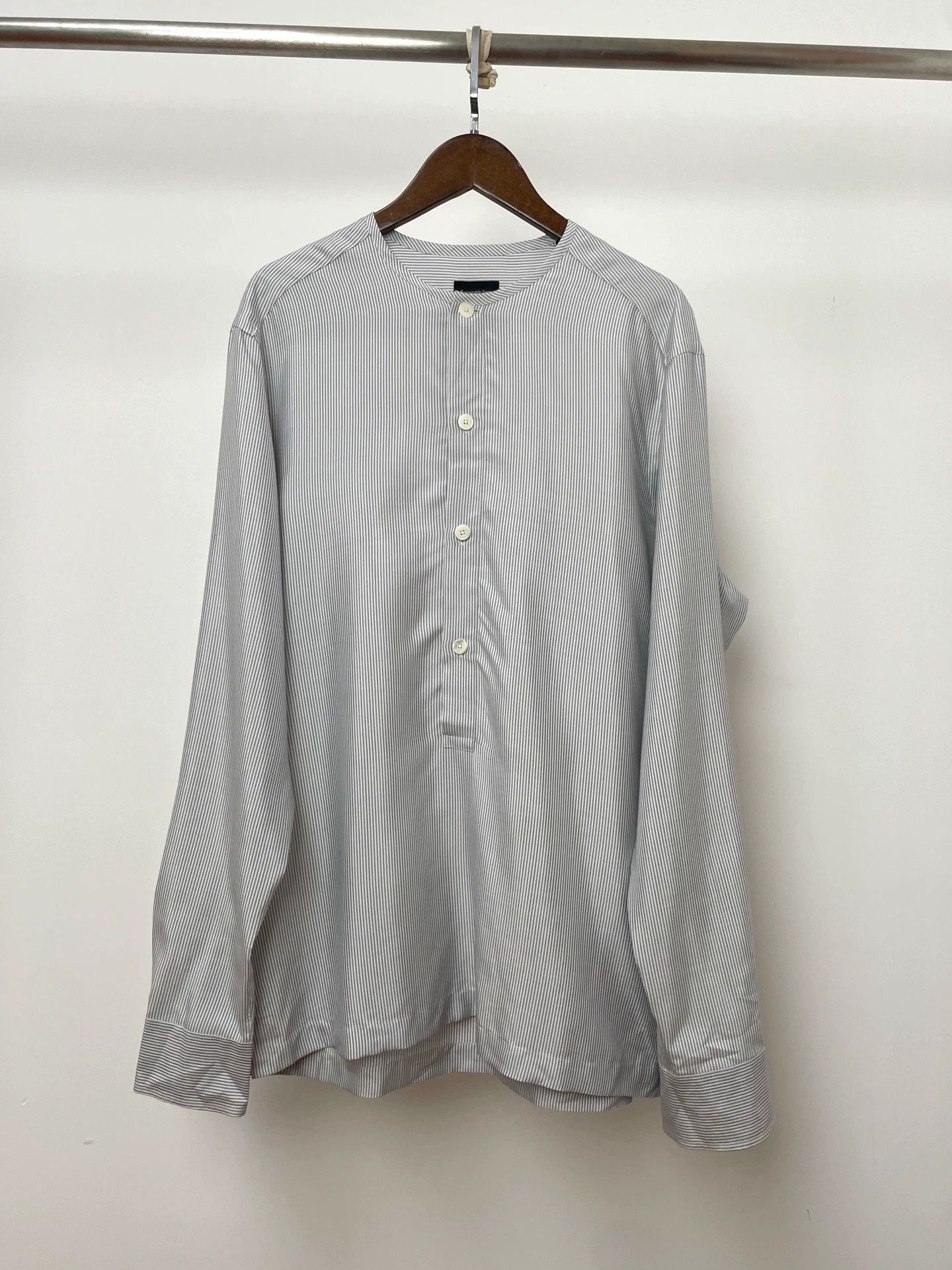 Ermenegildo Zegna ZEGNA Men's 100% Silk LS Vertical Striped Shirt M Size US M / EU 48-50 / 2 - 1 Thumbnail