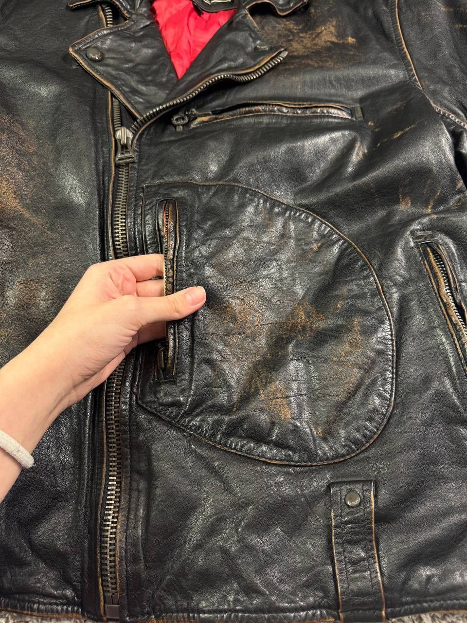 Andrew Marc Denim Leathers by Marc Moto Motorcycle Leather Jacket Size US L / EU 52-54 / 3 - 4 Thumbnail
