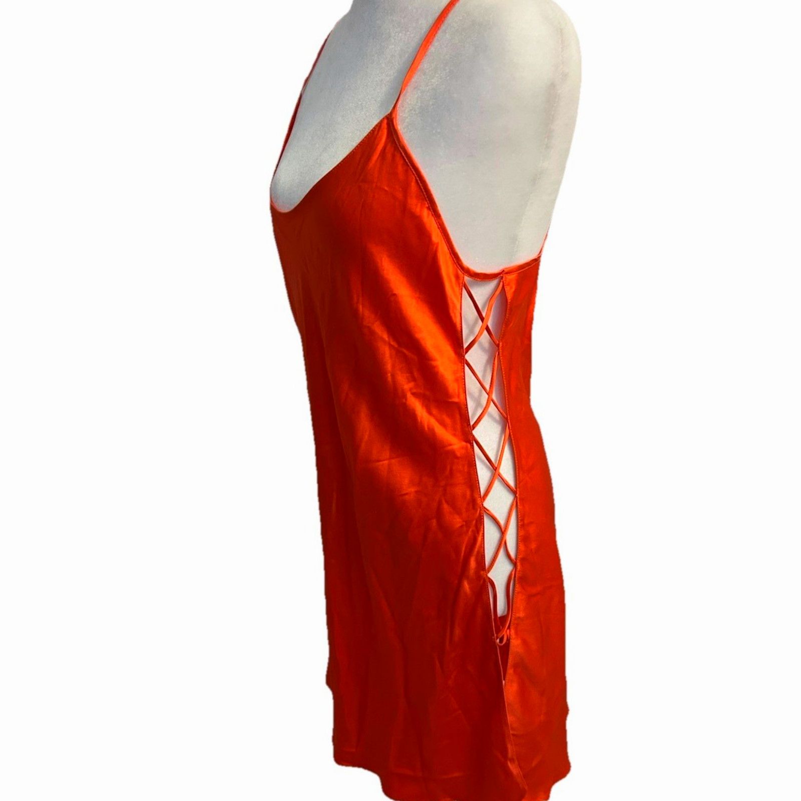 Victoria's Secret Victoria's Secret 100% Silk Slip Dress ORANGE Nightgown L Size ONE SIZE - 1 Thumbnail