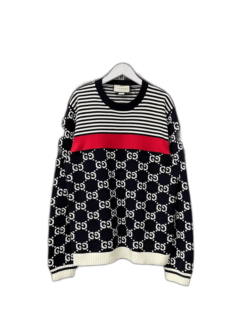 Gucci Gucci Logo Knit Sweater with Stripes-2505 Size L / US 10 / IT 46 - 1 Thumbnail