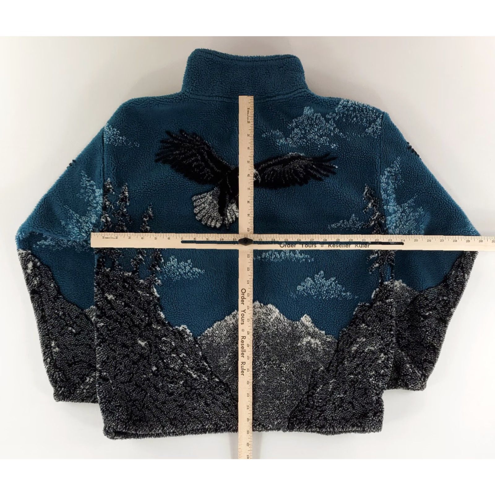 Vintage BLACK MOUNTAIN Patterned Fleece Full Zip Jacket Eagles Mountains Blue Mens M Size US M / EU 48-50 / 2 - 6 Thumbnail