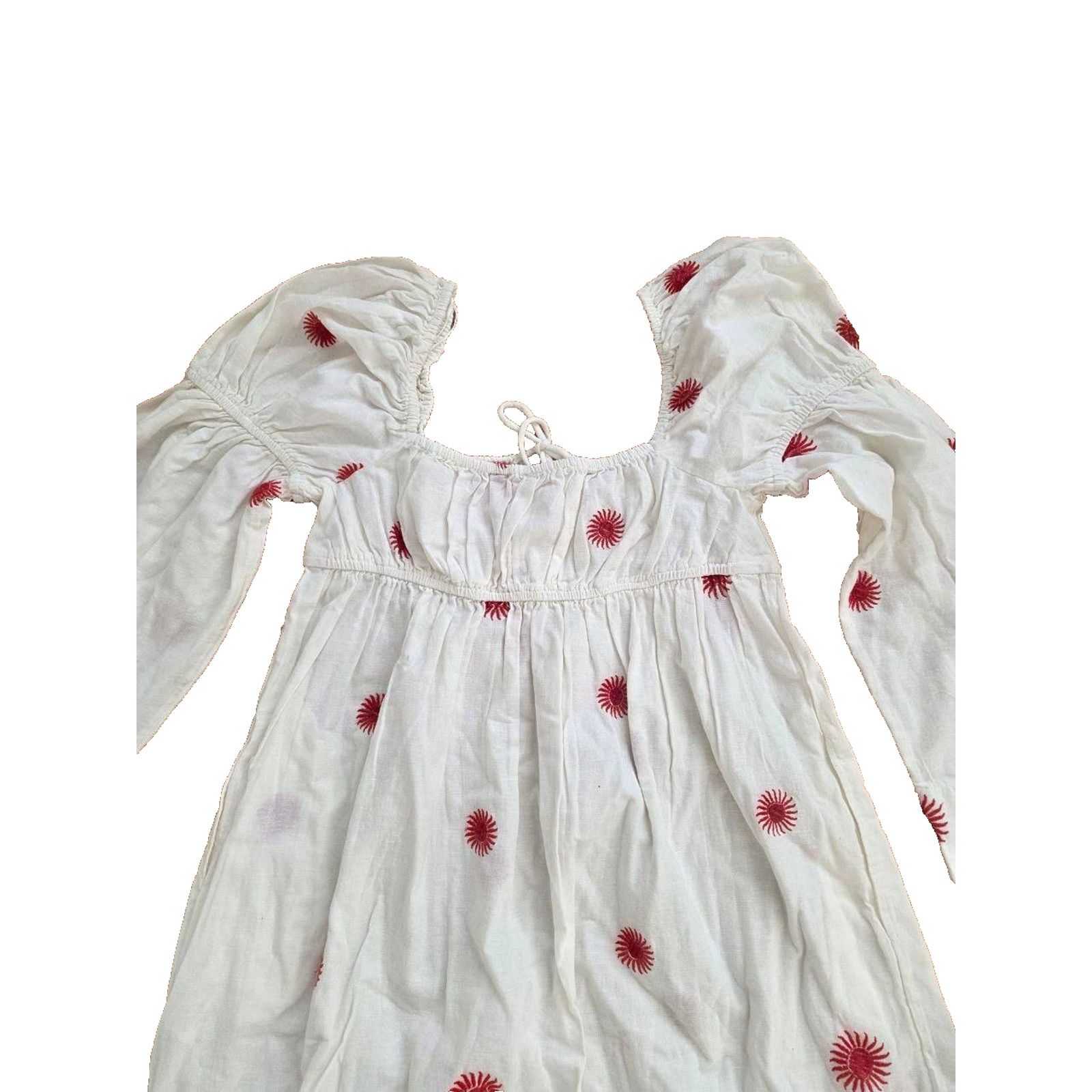 Free People Free People Emory Embroidered Dress White/Red S/P A001147 Size S / US 4 / IT 40 - 5 Thumbnail