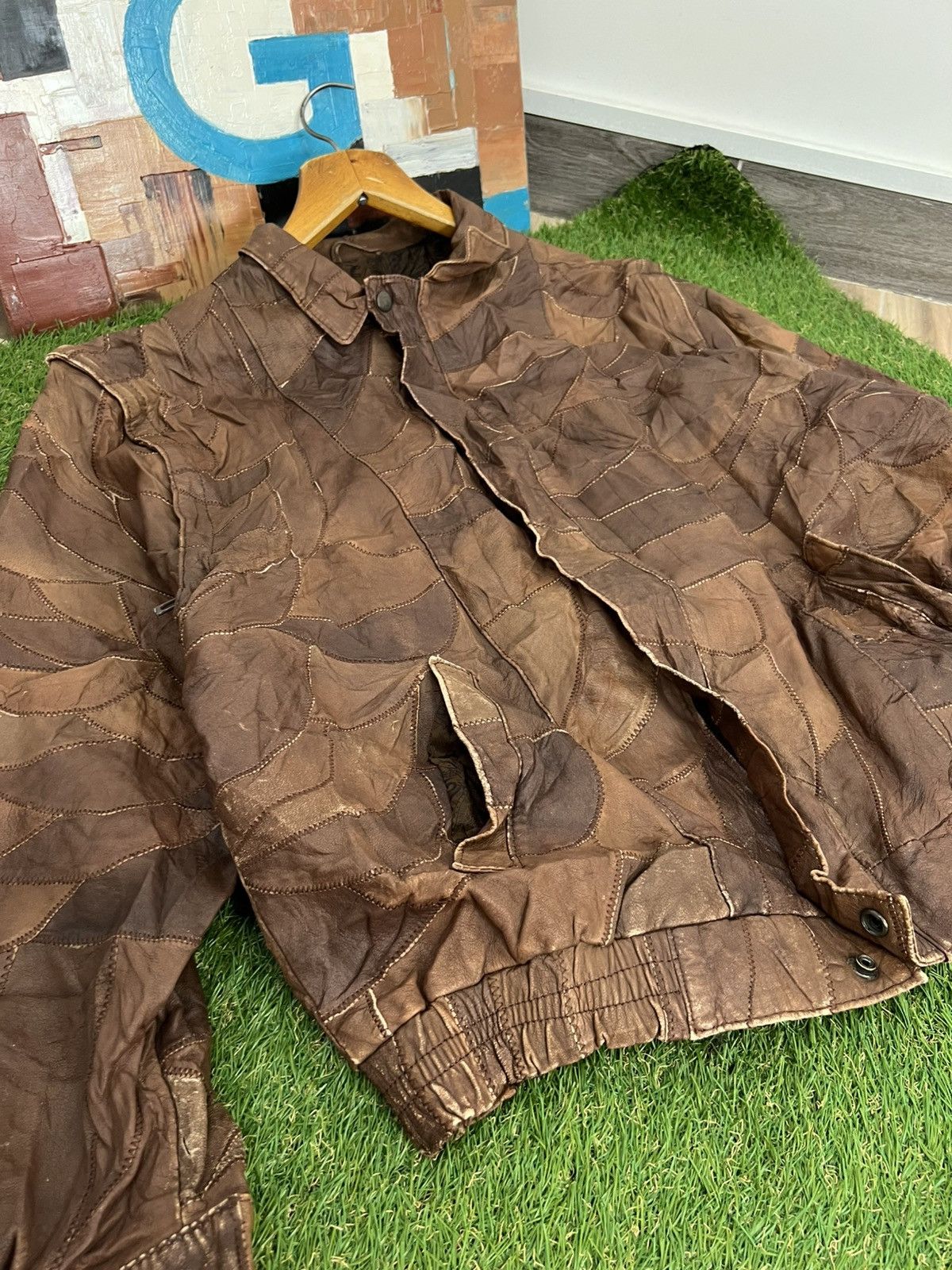 Vintage Y2K Faux Leather Patchwork Jacket like cdg yohji jpg 00s Size US L / EU 52-54 / 3 - 6 Thumbnail