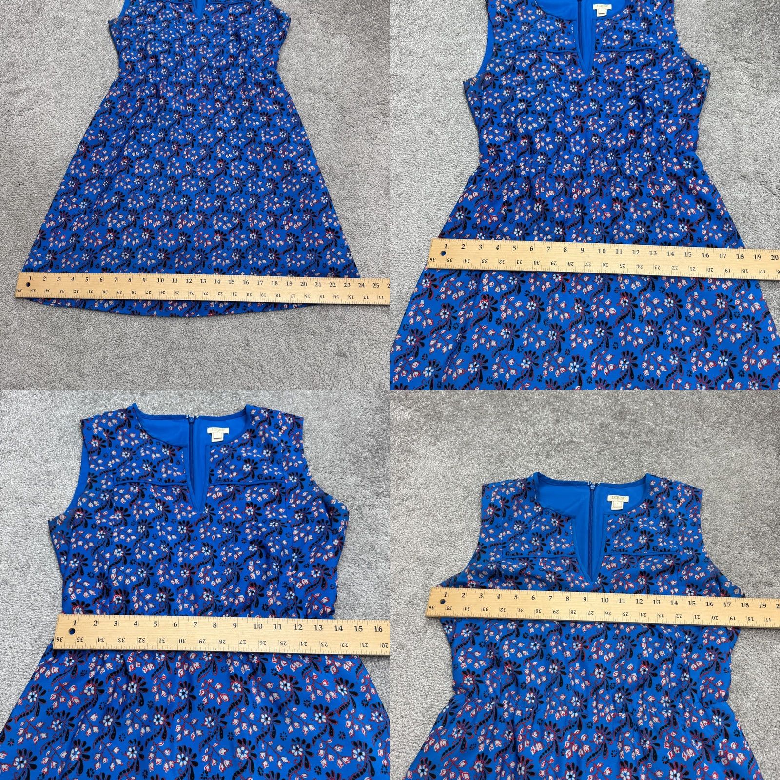 J.Crew J.Crew Poppy Floral V-Neck Sleeveless A-Line Dress Womens 4 Blue Knee Length Dress Size S / US 4 / IT 40 - 9 Thumbnail