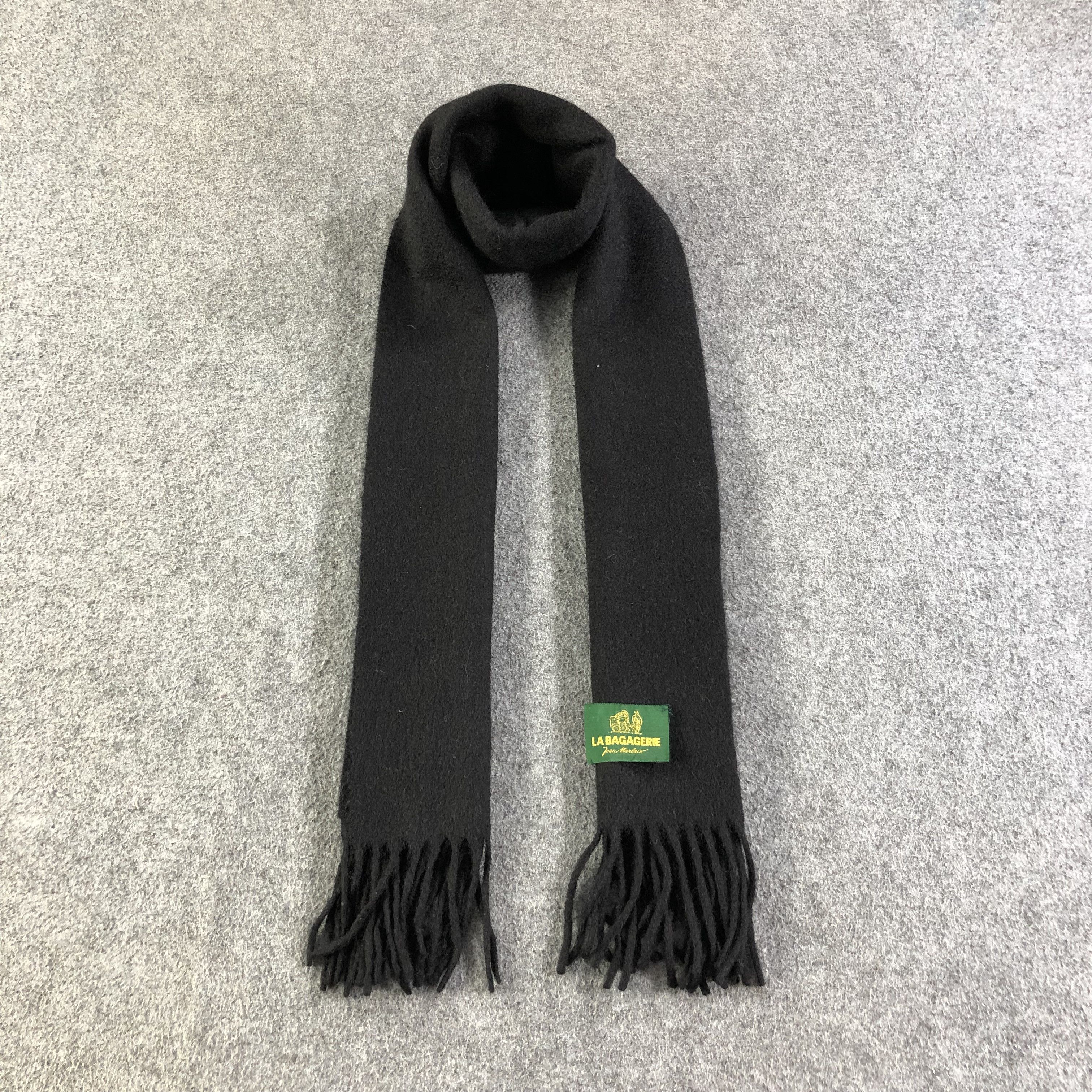 Vintage La Bagagerie Plain Black Cashmere Scarf Muffler V1215 Size ONE SIZE - 1 Thumbnail