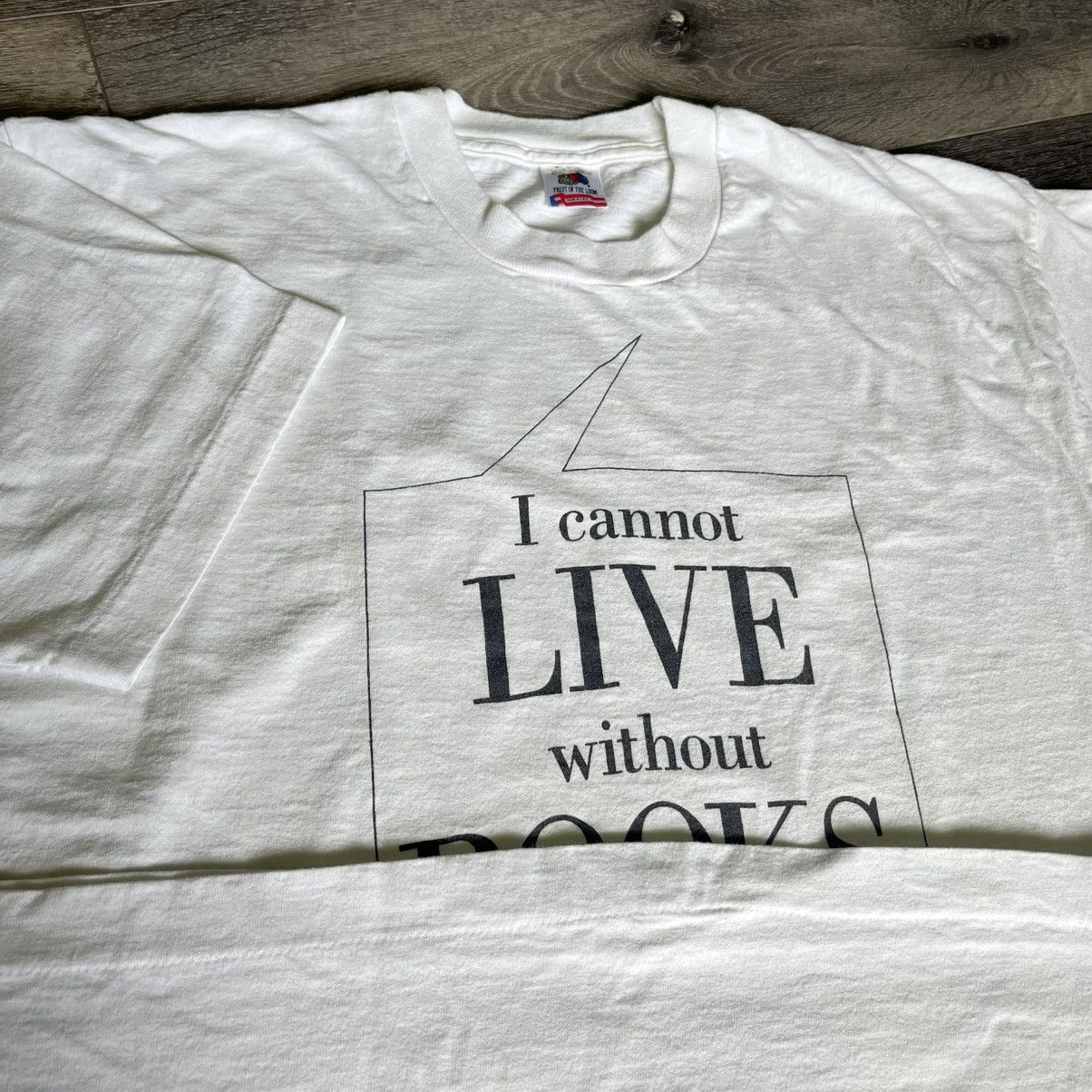 Vintage Vintage 90s I Cannot Live Without Books Thomas Jefferson Tee Size US XL / EU 56 / 4 - 5 Thumbnail
