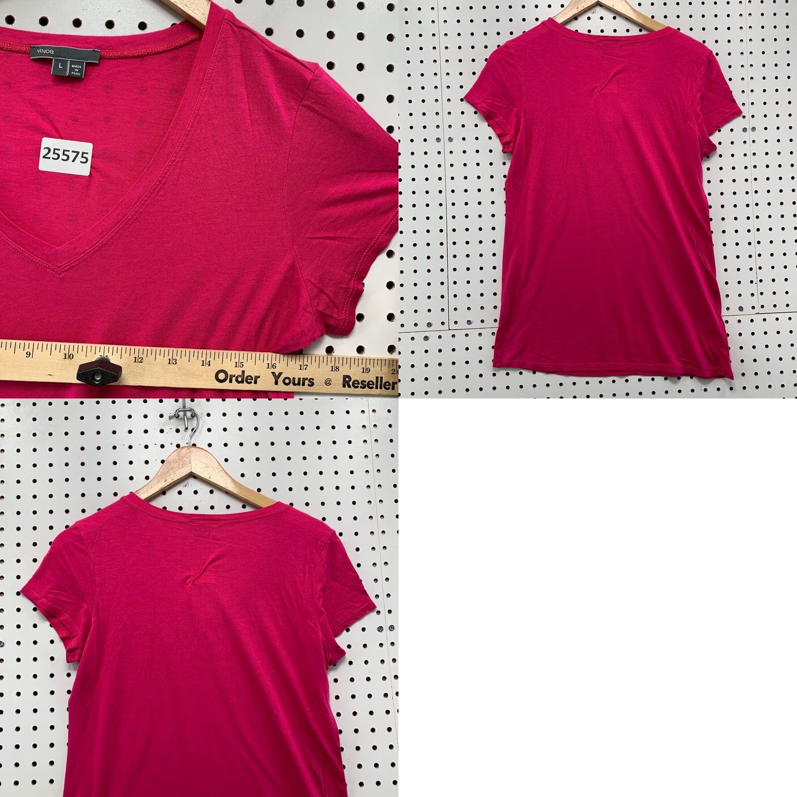 Vince Vince Lightweight V Neck Pink Top Shirt Womens Large Short Sleeve 17.5x26 Size L / US 10 / IT 46 - 9 Thumbnail