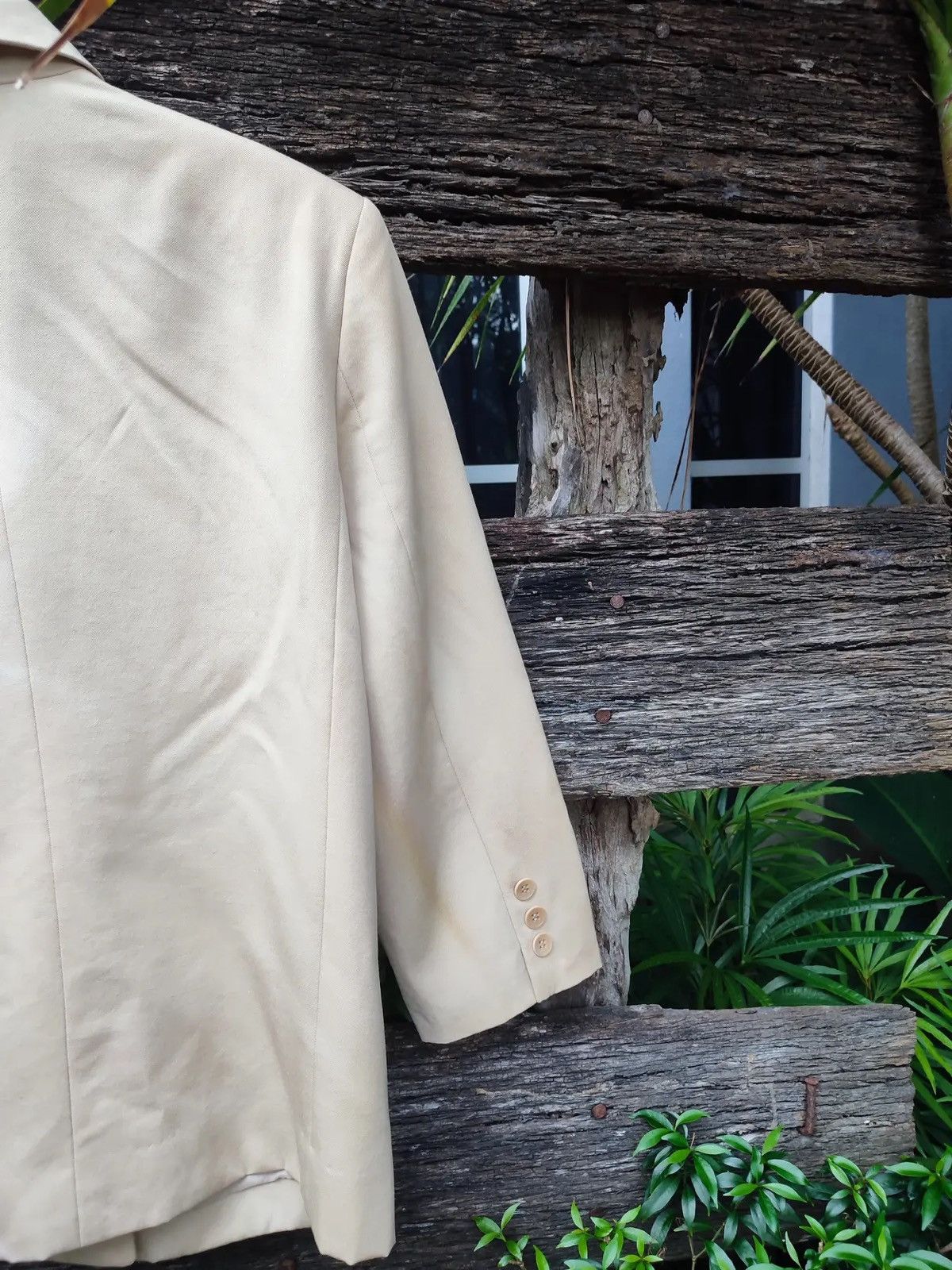 Issey Miyake Vintage Late 1980s Issey Sport Double-Breasted Beige Blazer Size M / US 6-8 / IT 42-44 - 10 Thumbnail