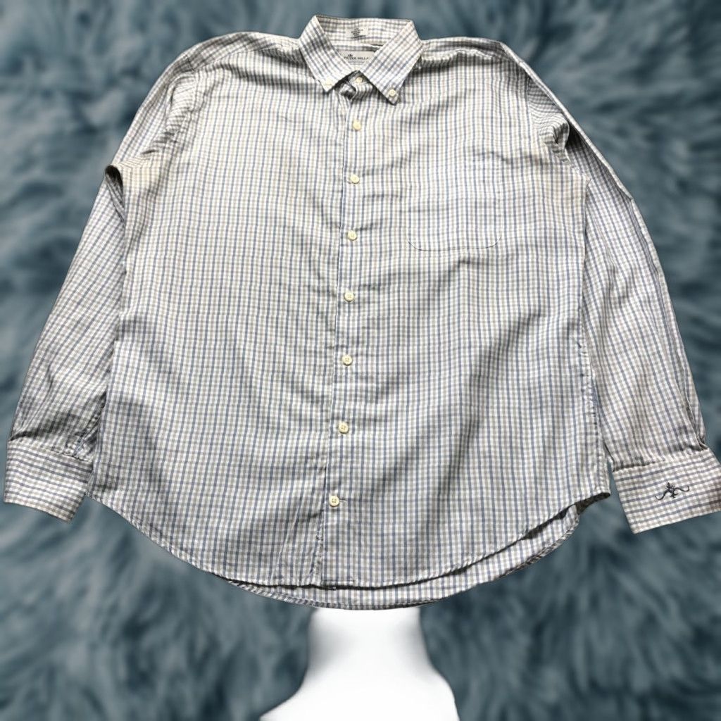 Peter Millar Peter Millar Button Down Long Sleeve Dress Shirt Mens Large Gingham Check Silk Blend Size 42R - 1 Thumbnail