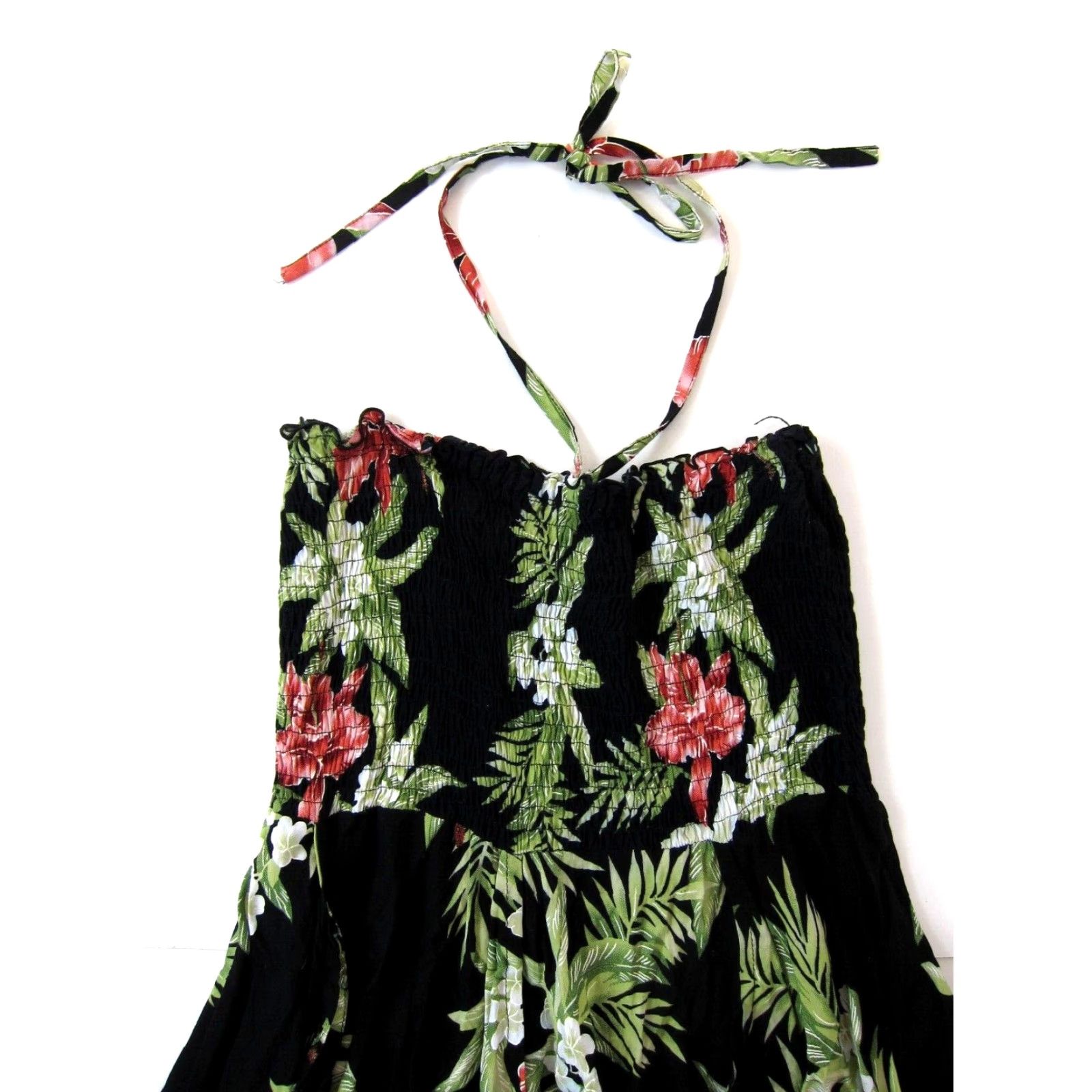 Vintage Tropical Group Hawaii Floral Halter Tank Sun Dress S-M Black Rayon Pants? Size S / US 4 / IT 40 - 3 Thumbnail