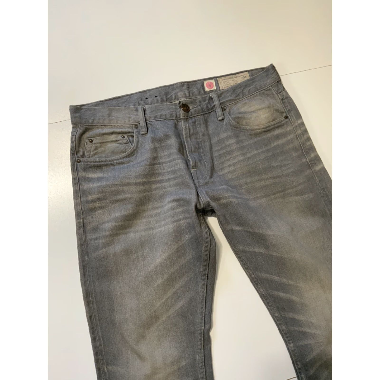 Allsaints VINTAGE AllSaints Spitalfields Kalashnikov Iggy Grey Button Fly Denim Jeans 34 Mens Slim Gray 34x34 Size US 34 / EU 50 - 5 Thumbnail