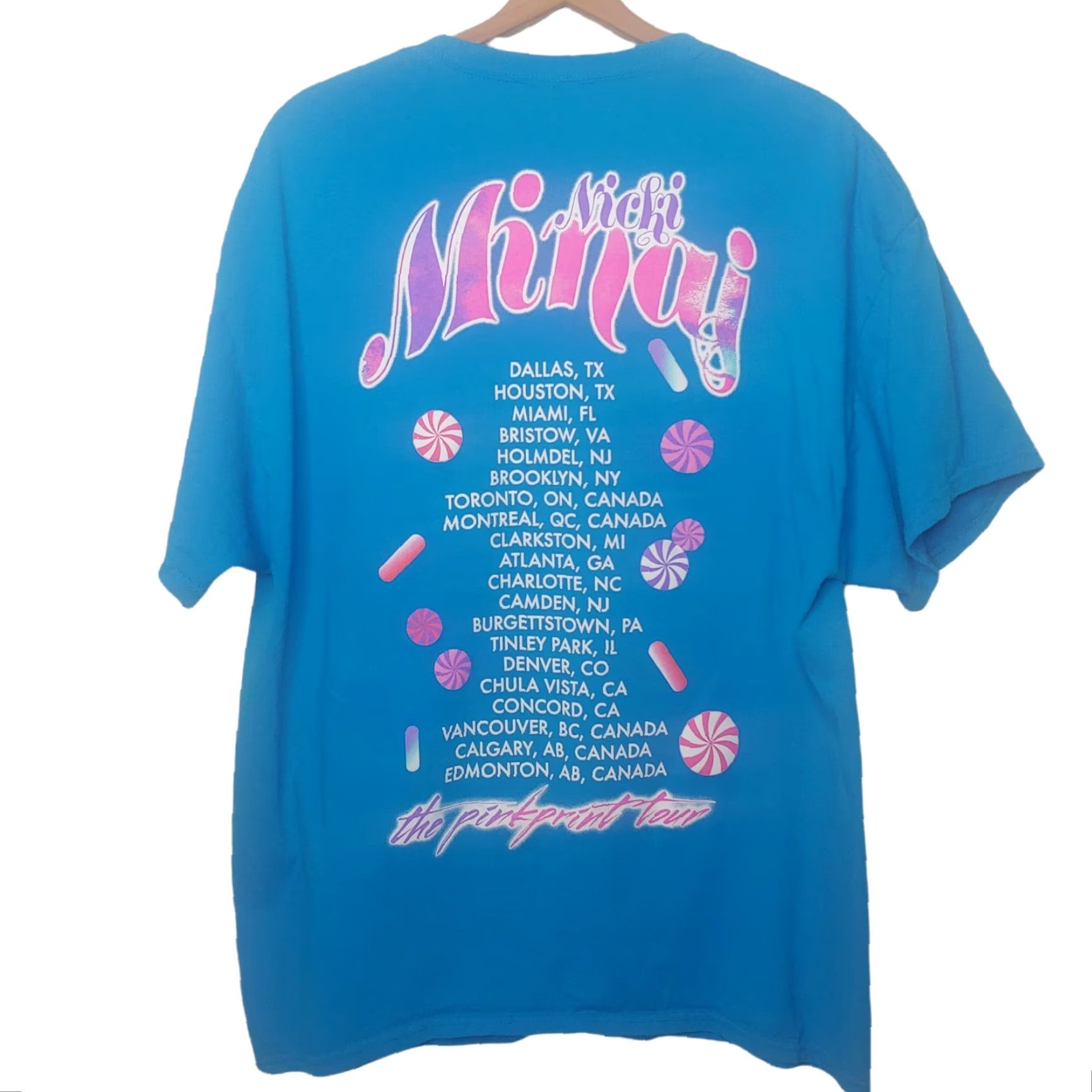 Gildan Nikki Minaj Pink Print Tour Shirt XL Blue Gildan Heavy Cotton T-Shirt Men Music Rap Size US XL / EU 56 / 4 - 3 Thumbnail
