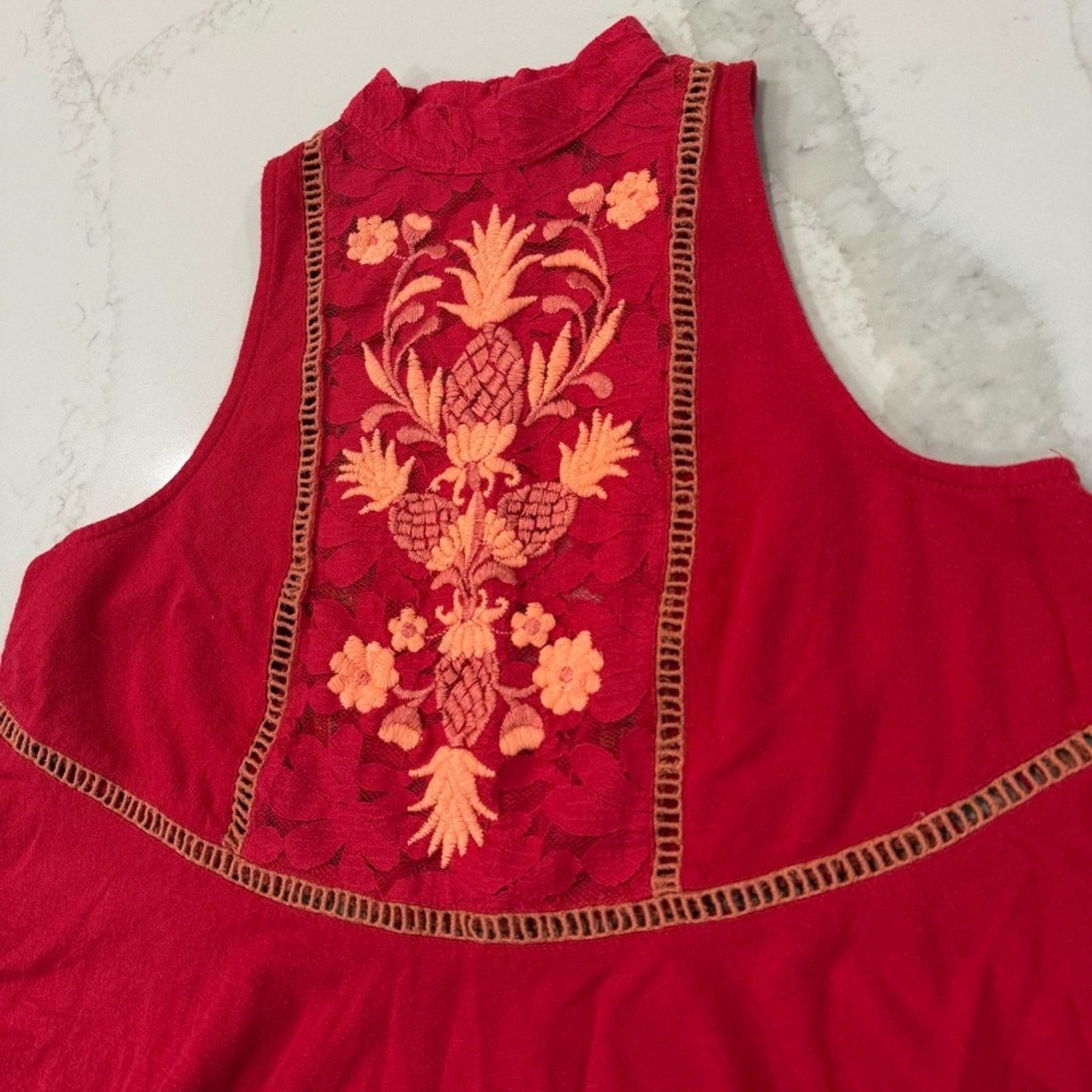 Free People Free People Flora Embroidered High Neck Tank Top Women’s XS Size XS / US 0-2 / IT 36-38 - 8 Thumbnail