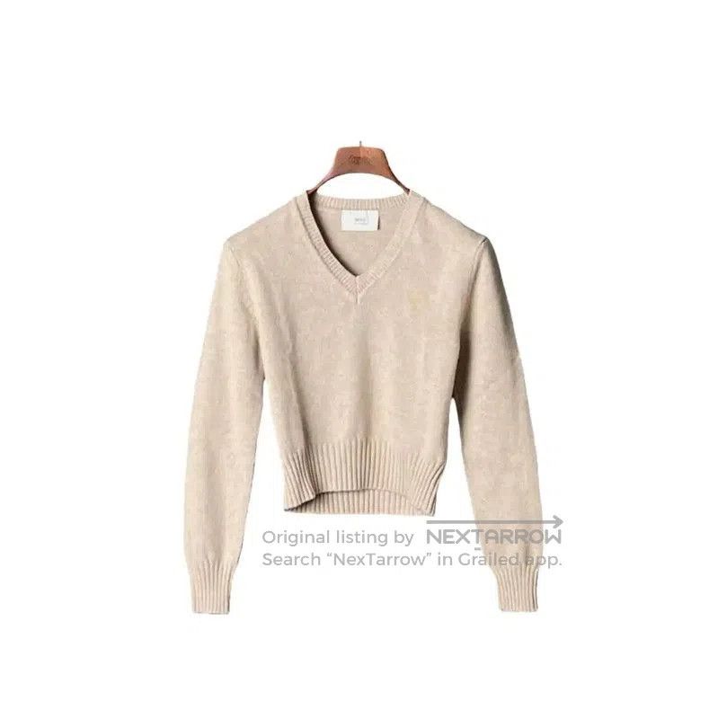 AMI AMI Brown Cashmere Cropped Sweater for Women . Size S / US 4 / IT 40 - 1 Thumbnail