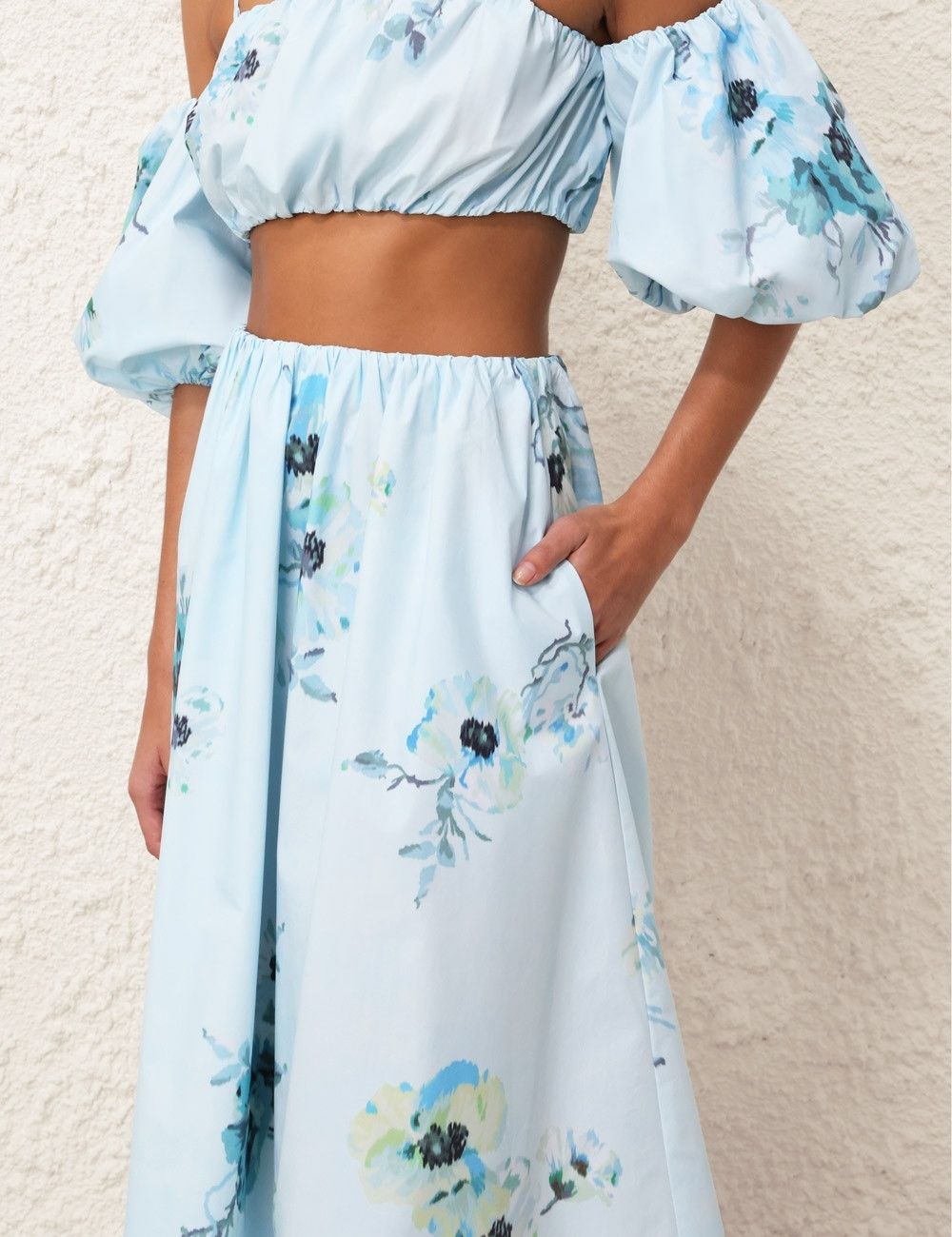 Zimmermann oc11z0525 Lightburst Gathered Midi Skirt in Blue Size 27" / US 4 / IT 40 - 5 Thumbnail