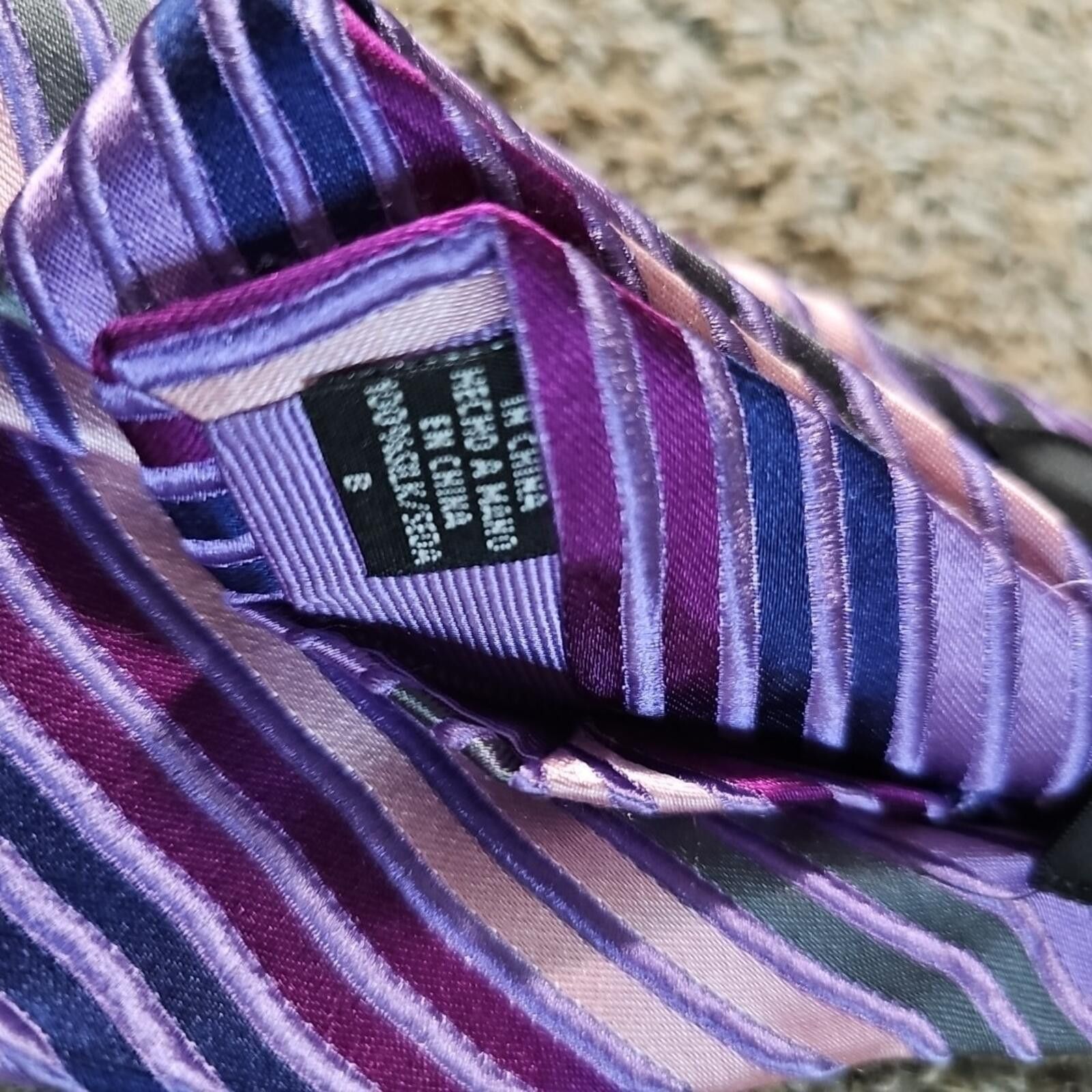 Van Heusen Van Heusen 100% Silk Handmade Purple Necktie Size ONE SIZE - 3 Thumbnail