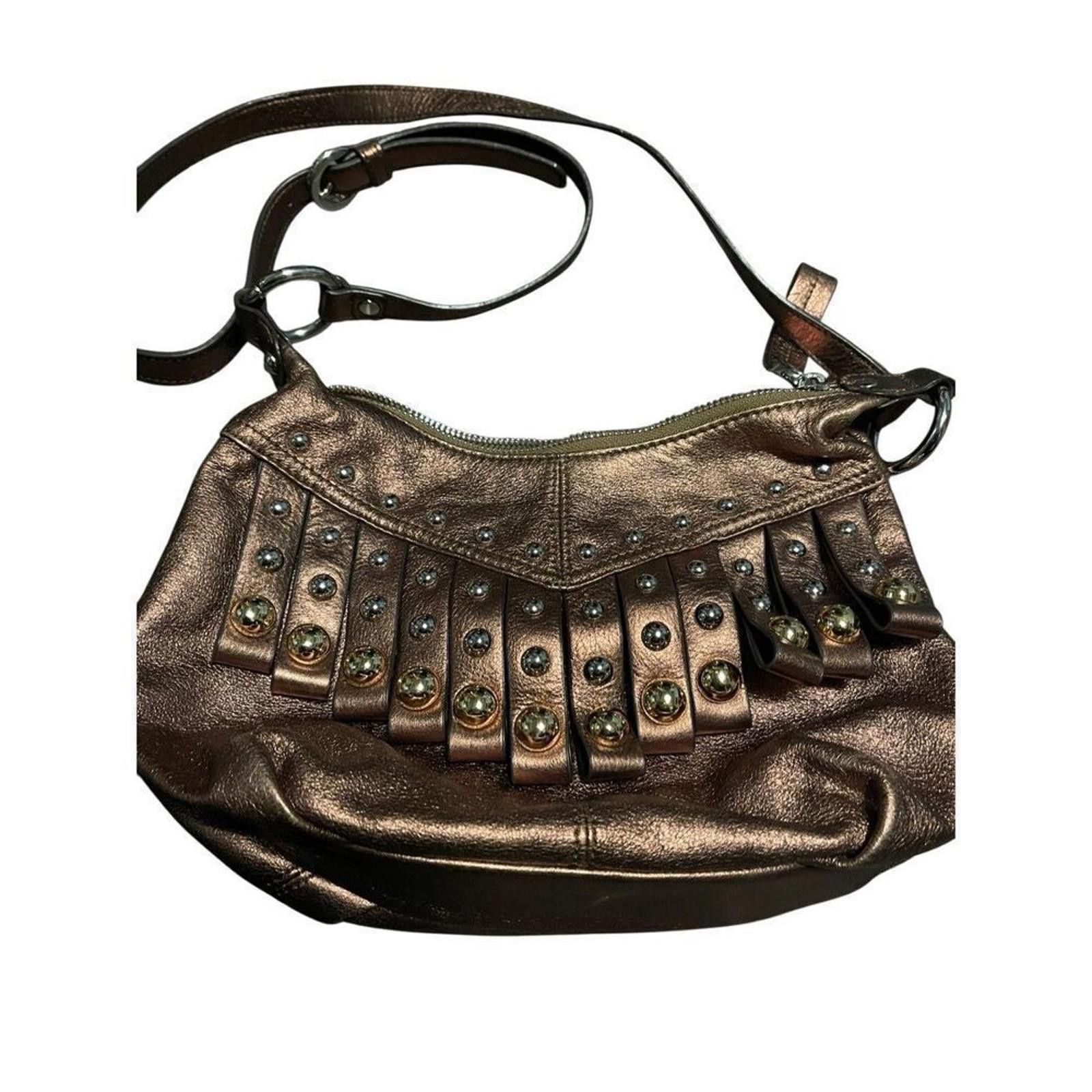 Designer B Makowsky bronze metallic studded crossbody purse Size ONE SIZE - 1 Thumbnail