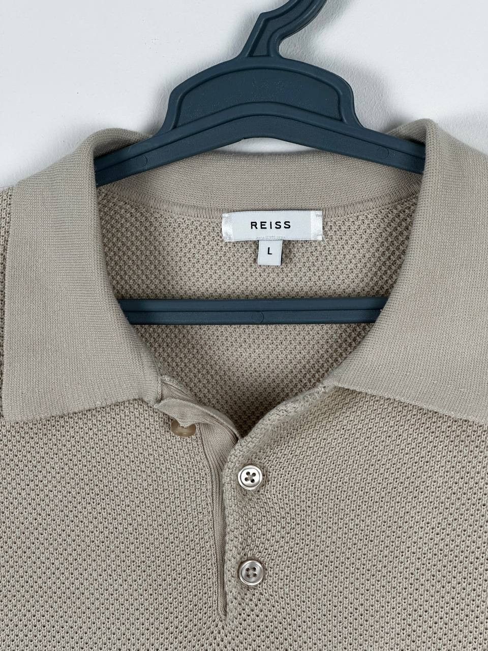 Reiss Reiss OE Colin Tan Textured Polo Button Shirt Size US L / EU 52-54 / 3 - 4 Thumbnail