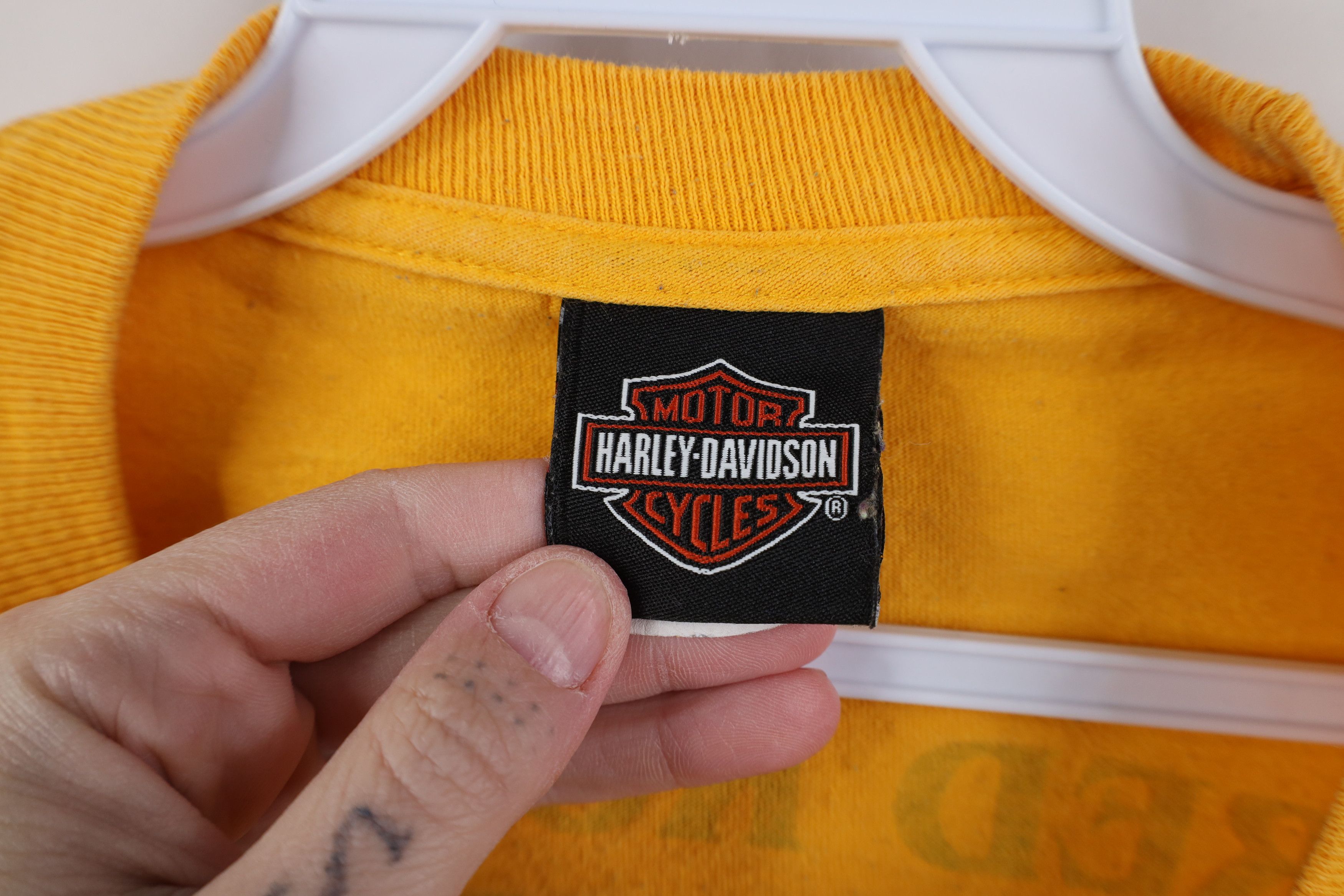 Harley Davidson Vintage Y2K Harley Davidson Spell Long Sleeve T-Shirt Yellow Size US XXL / EU 58 / 5 - 10 Thumbnail