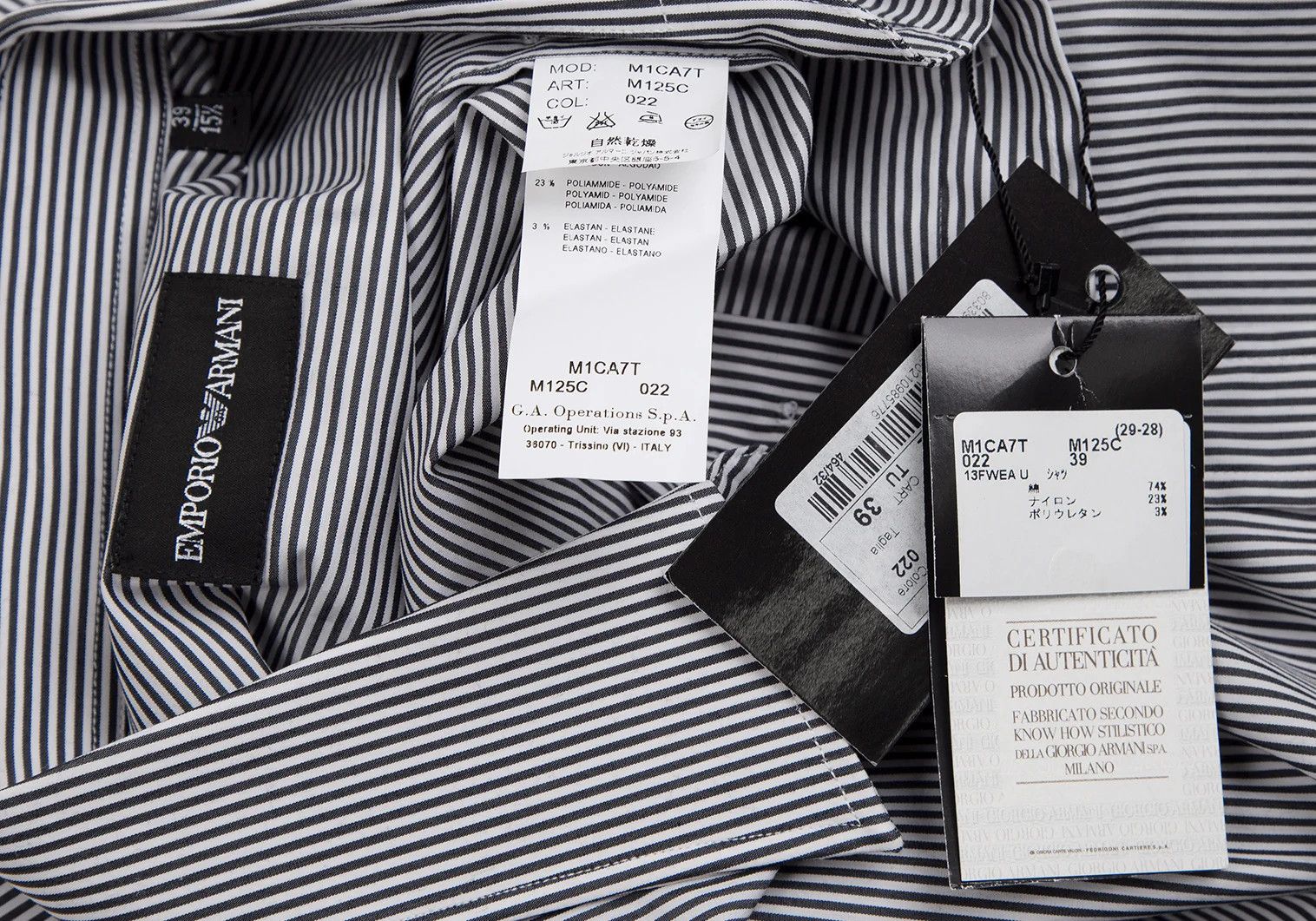 Emporio Armani Stretch Cotton Stripe Shirt in White and Gray Size 39 Size US M / EU 48-50 / 2 - 13 Thumbnail