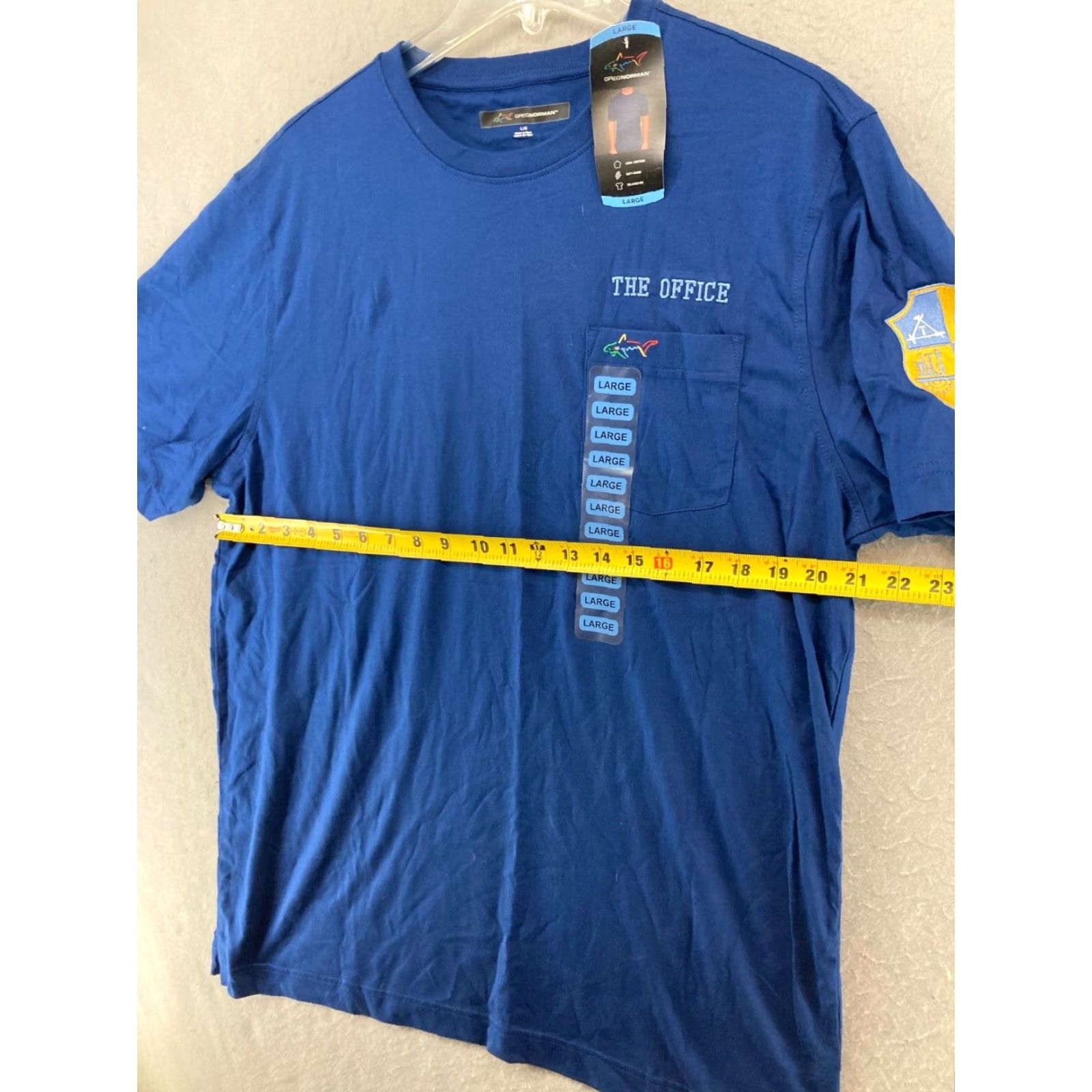 Vintage Greg Norman Men's T-Shirt Large Blue Solid Pocket Crew Neck Jersey Classic Sports Size US L / EU 52-54 / 3 - 2 Thumbnail