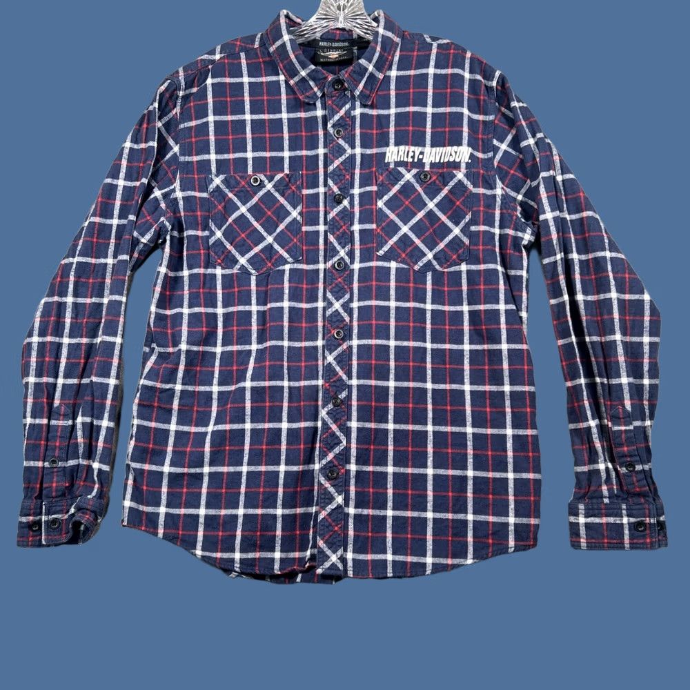 Harley Davidson Harley Davidson Shirt Mens XL Blue Plaid Button Down Flannel Long Sleeve Biker Size US XL / EU 56 / 4 - 1 Thumbnail