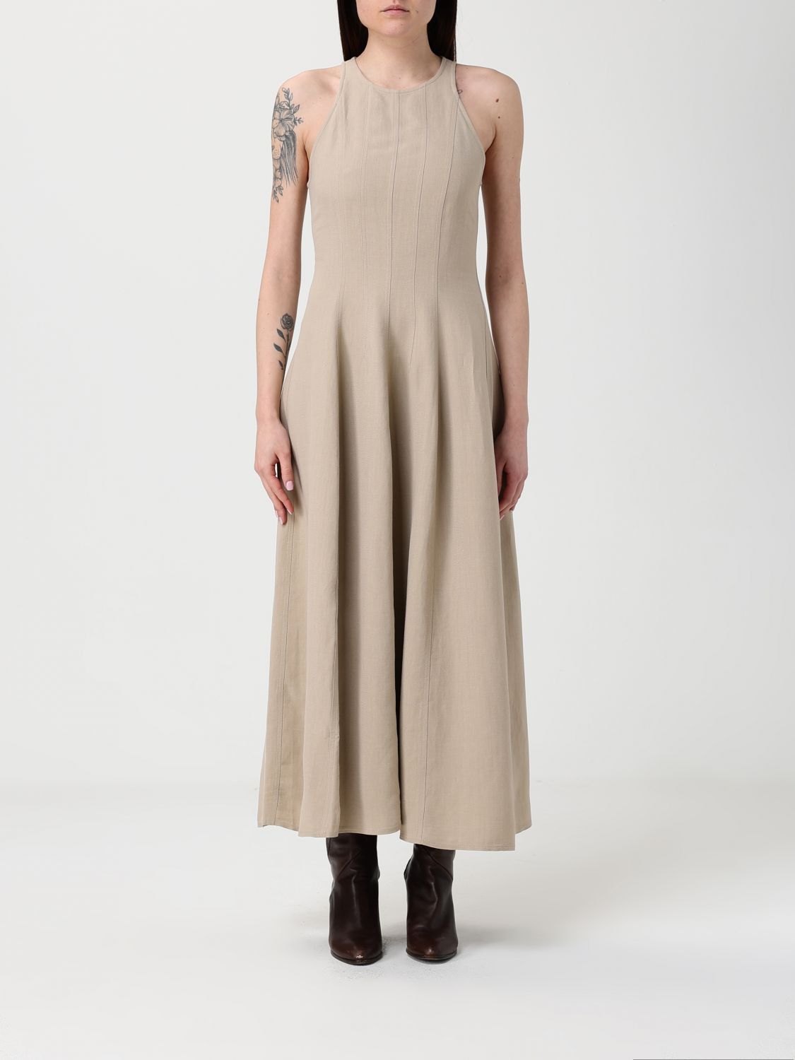 Brunello Cucinelli Brunello Cucinelli Dress Woman Beige Size L / US 10 / IT 46 - 1 Thumbnail