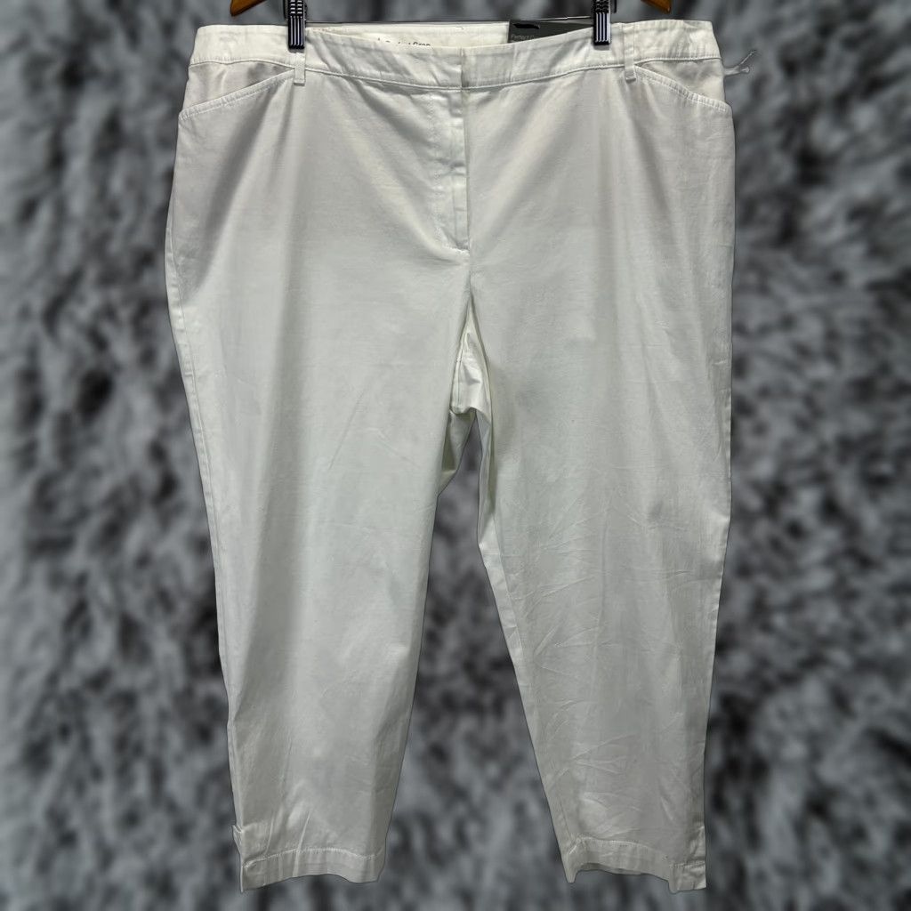 Talbots Talbots Perfect Crop Chino Pants 22W Plus White Slim Ankle Button Womens Size 40" / US 18 - 1 Thumbnail